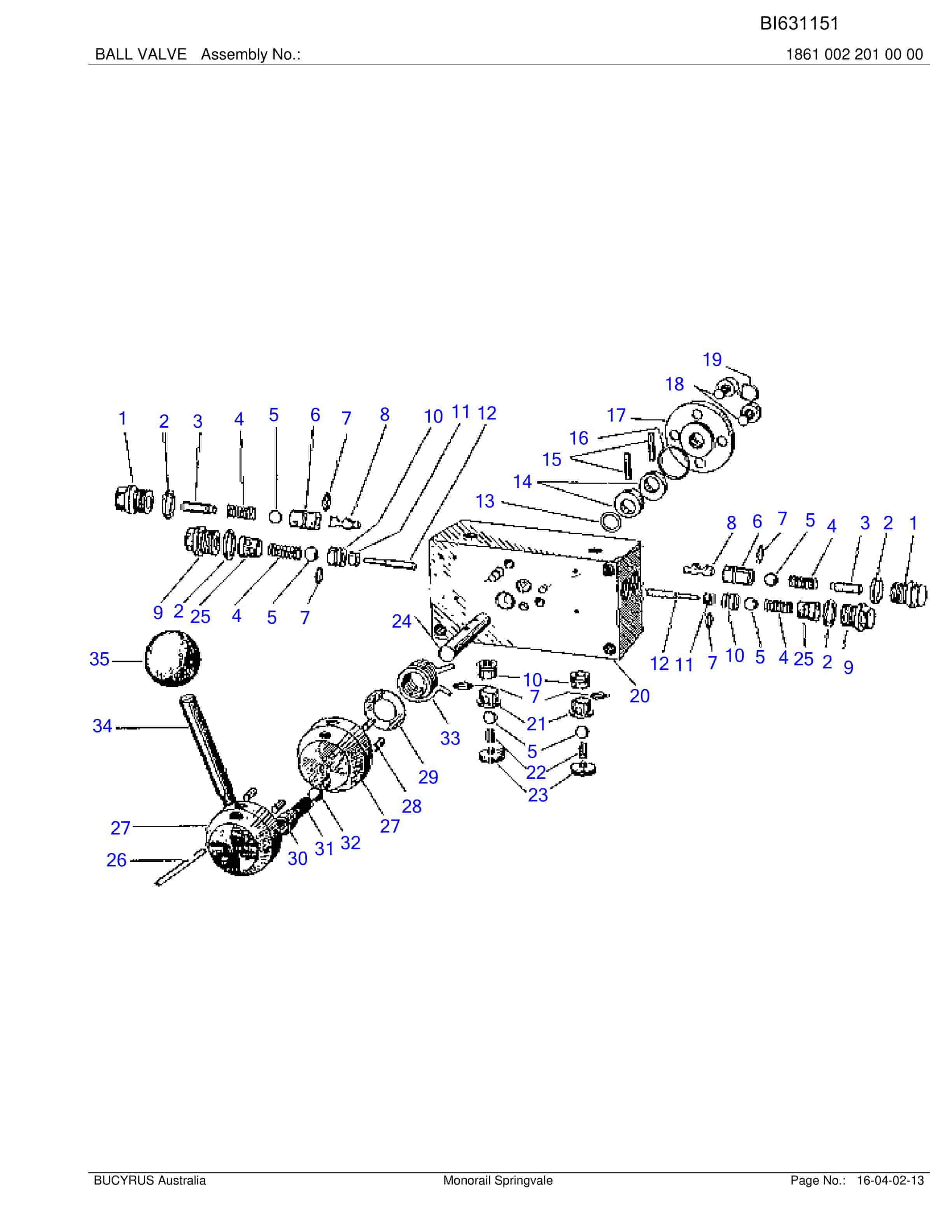 Bucyrus Monorail Springvale Parts Catalog BI631151-4