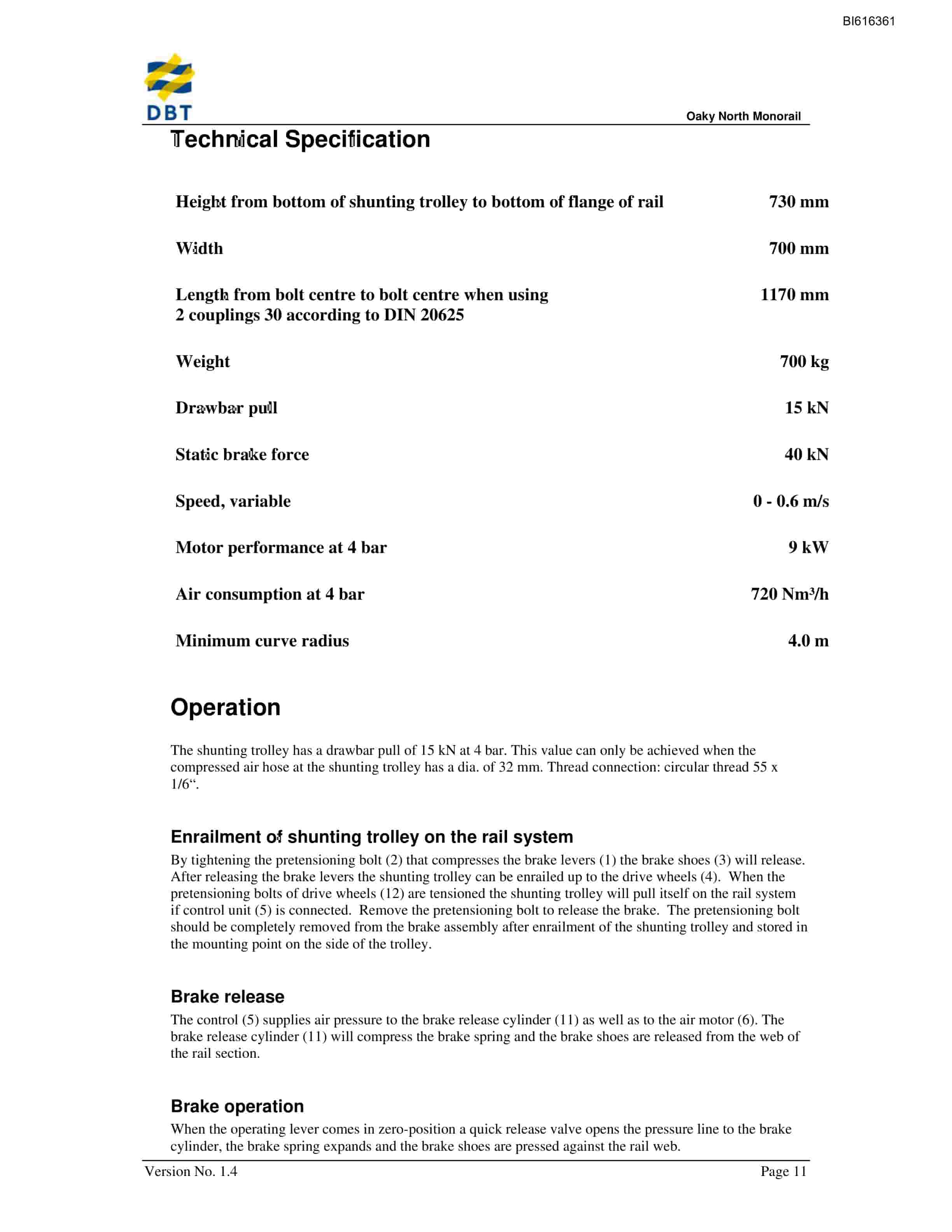 Bucyrus Monorail Technical Manual BI616361-2