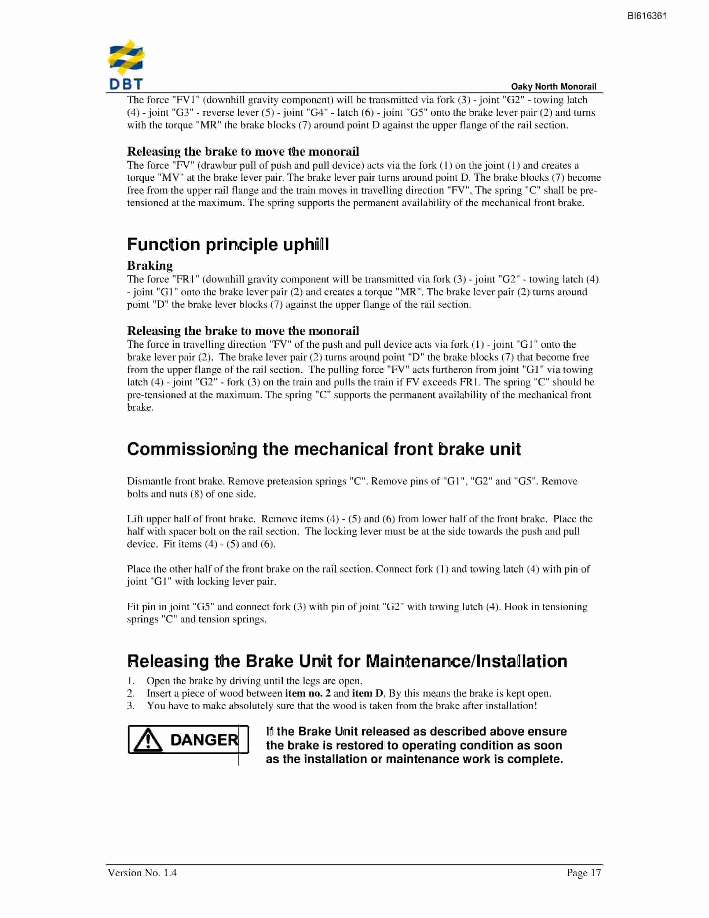 Bucyrus Monorail Technical Manual BI616361-4