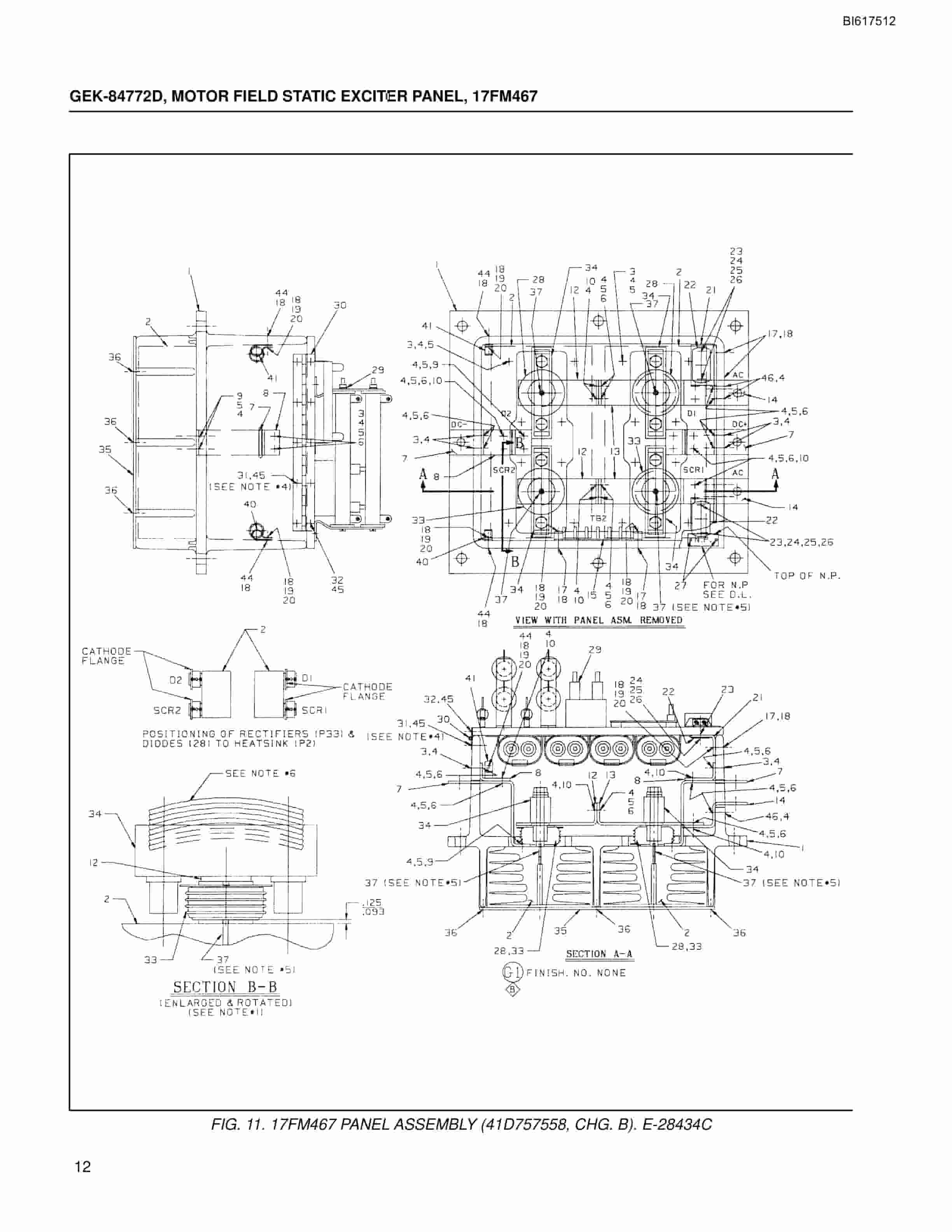 Bucyrus Motor Field Static Exciter Panel 17FM467 Technical Manual BI617512-4