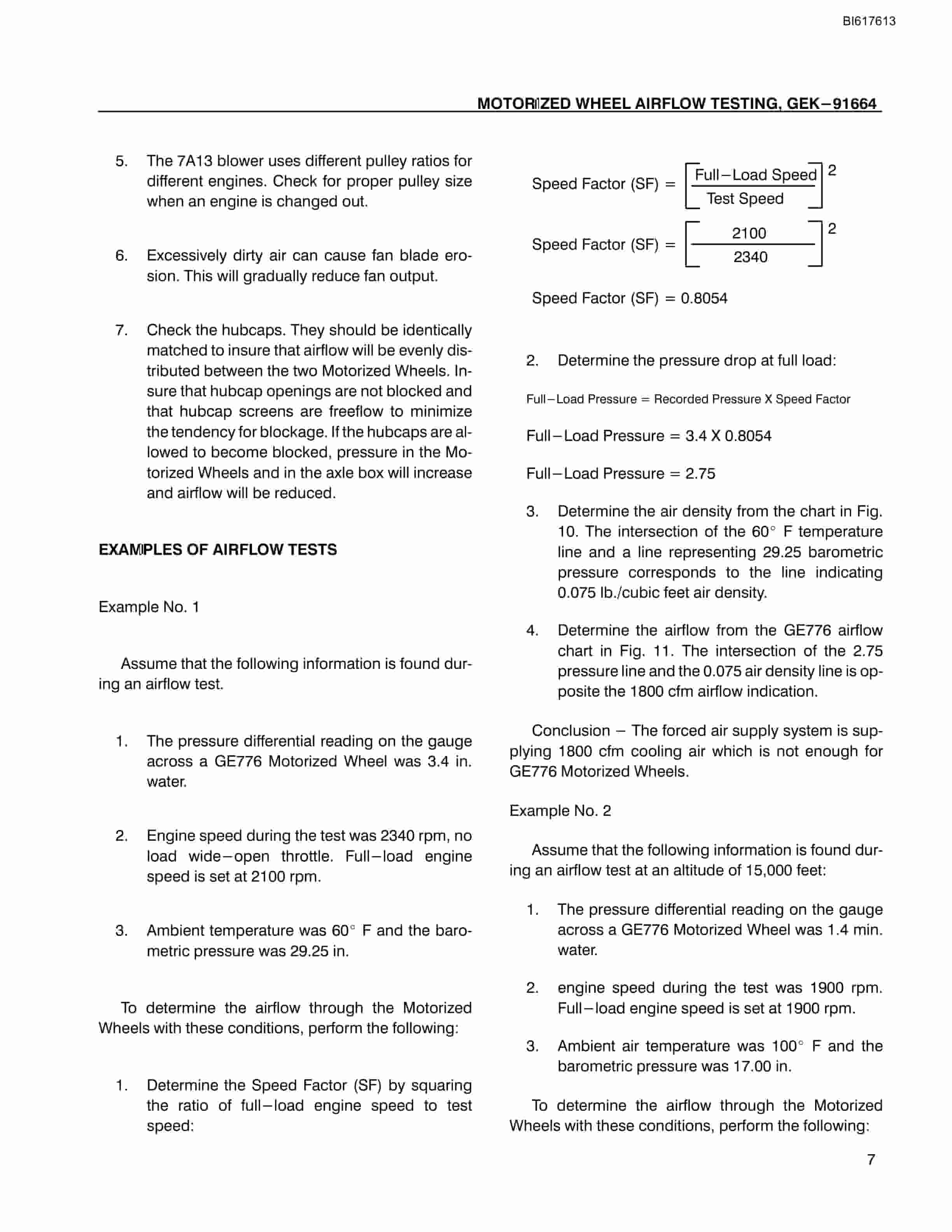 Bucyrus Motorized Wheel Airflow Testing Technical Manual BI617613-2