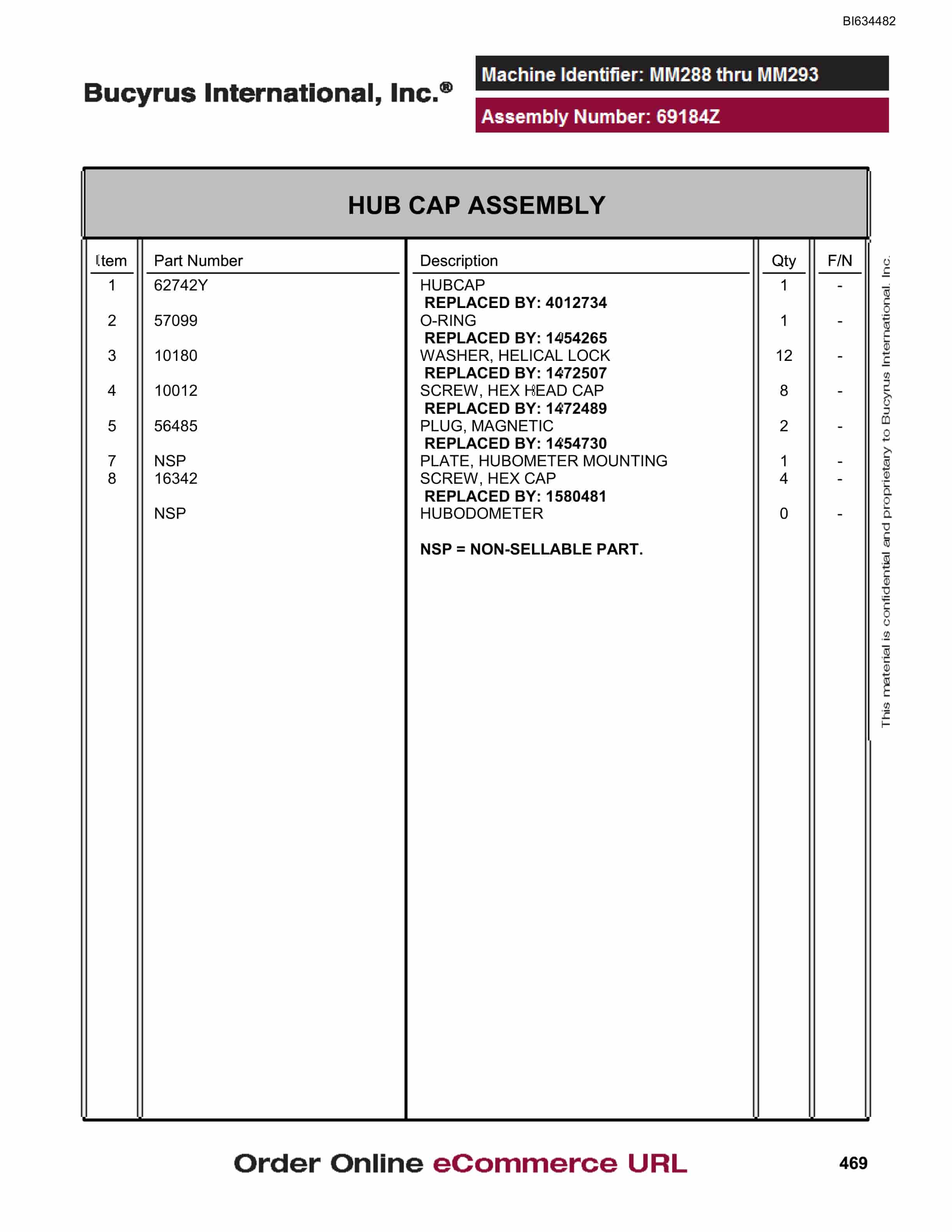 Bucyrus MT3300 AC Parts Catalog BI634482-2