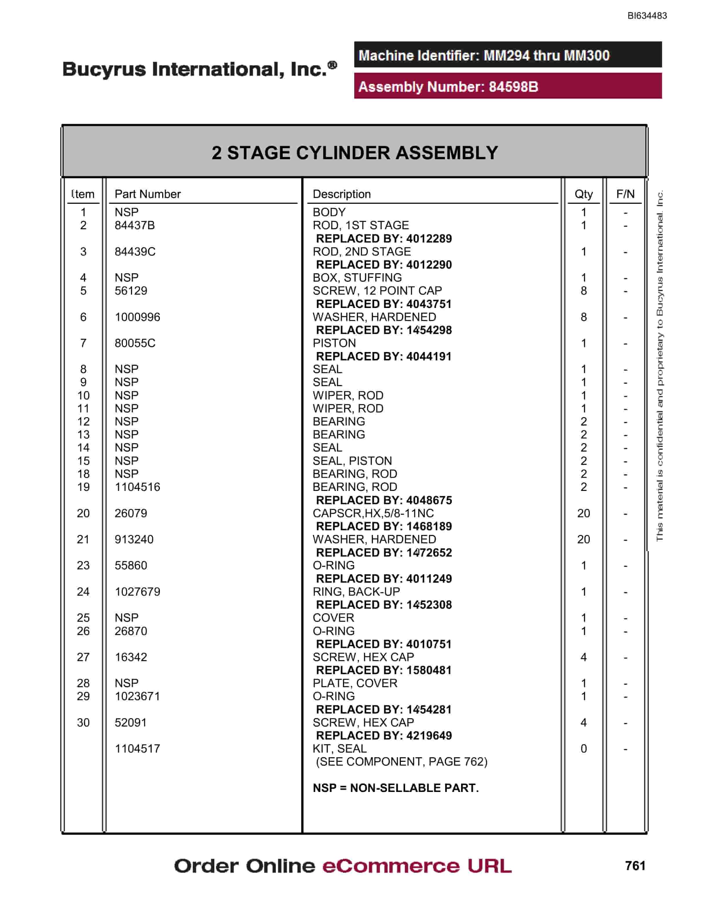 Bucyrus MT3300 AC Parts Catalog BI634483-5