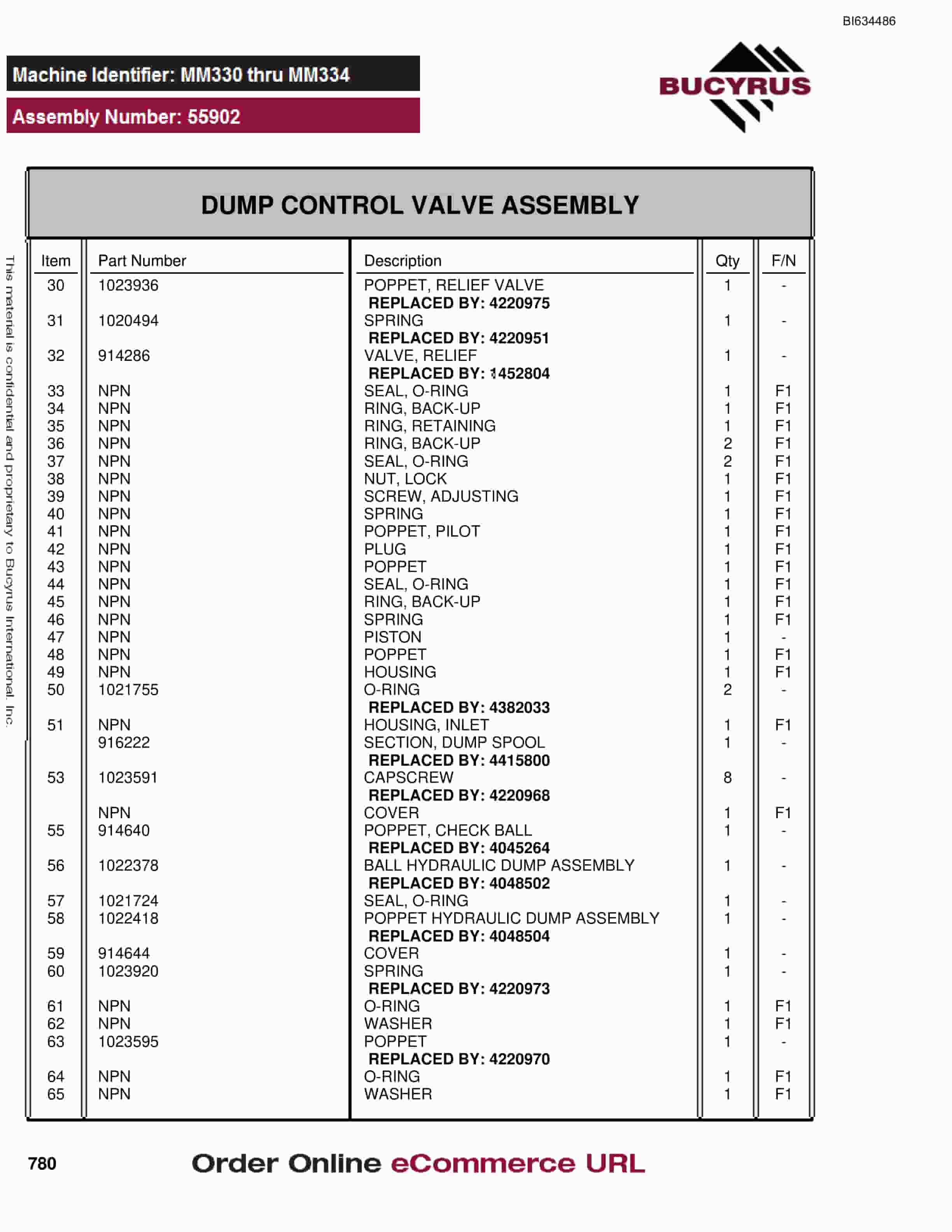 Bucyrus MT3300 AC Parts Catalog BI634486-5