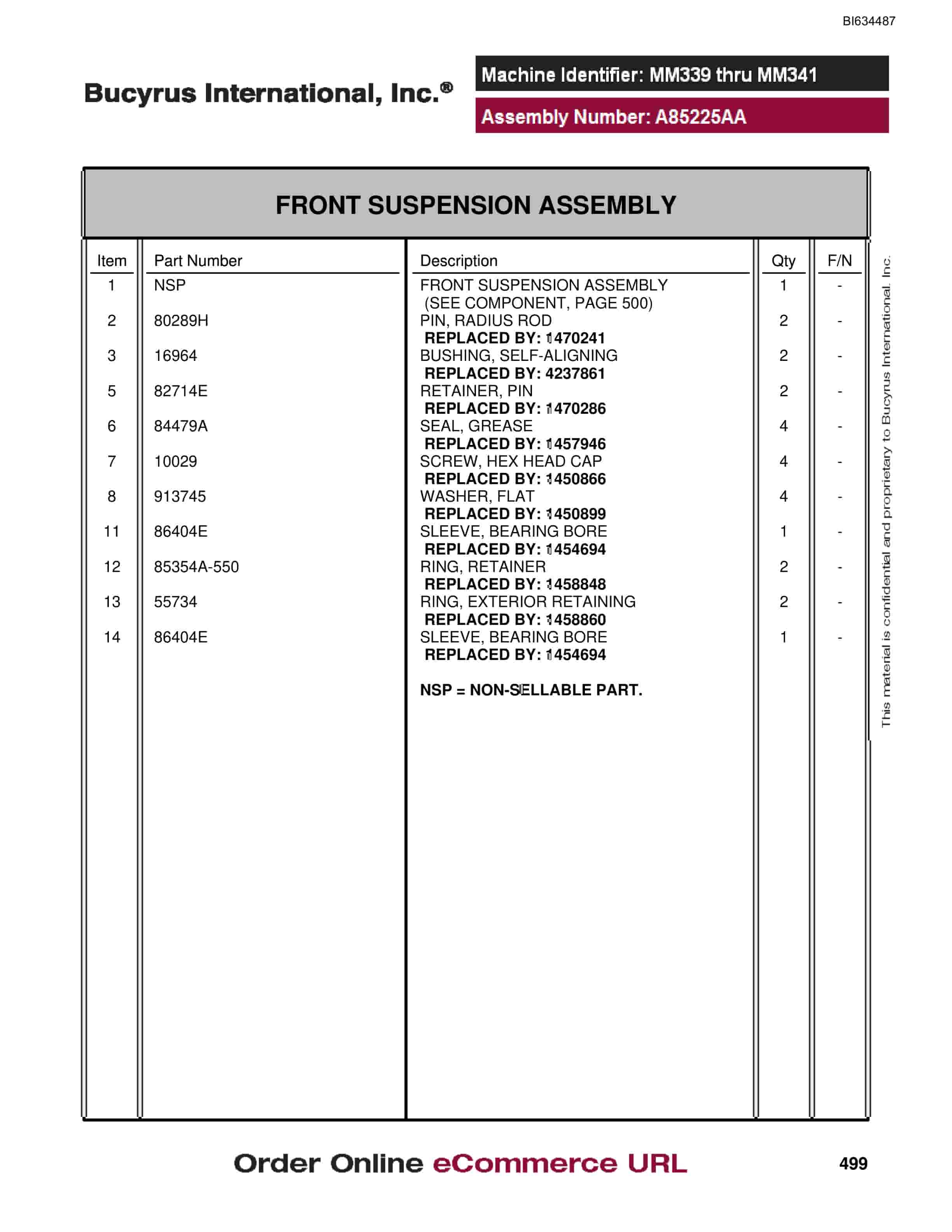 Bucyrus MT3300 AC Parts Catalog BI634487-2