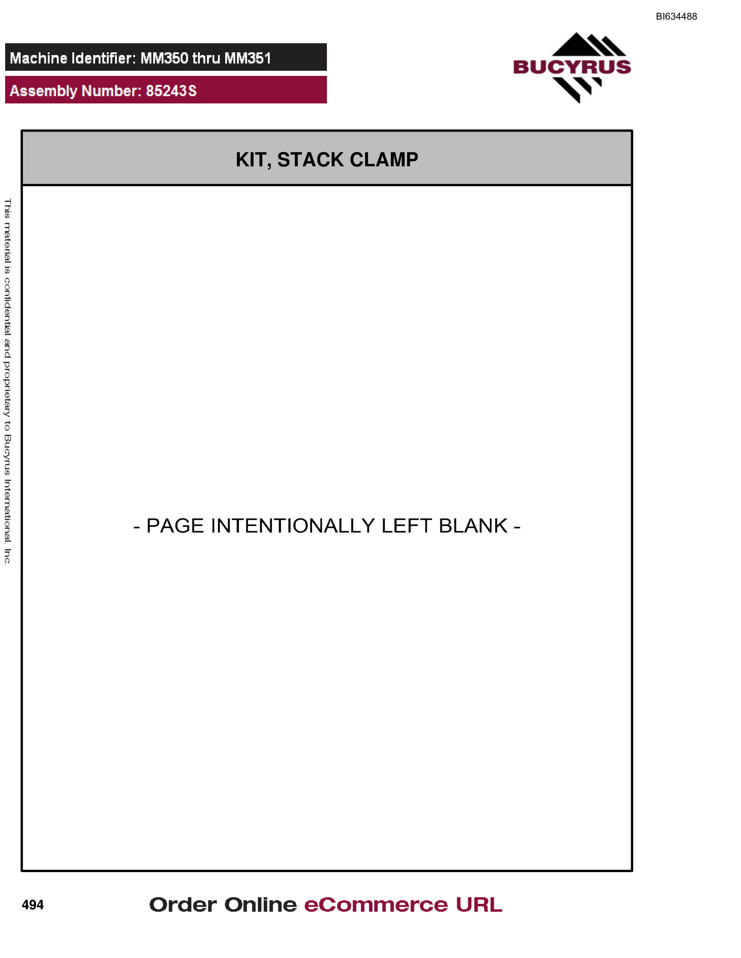 Bucyrus MT3300 AC Parts Catalog BI634488-2