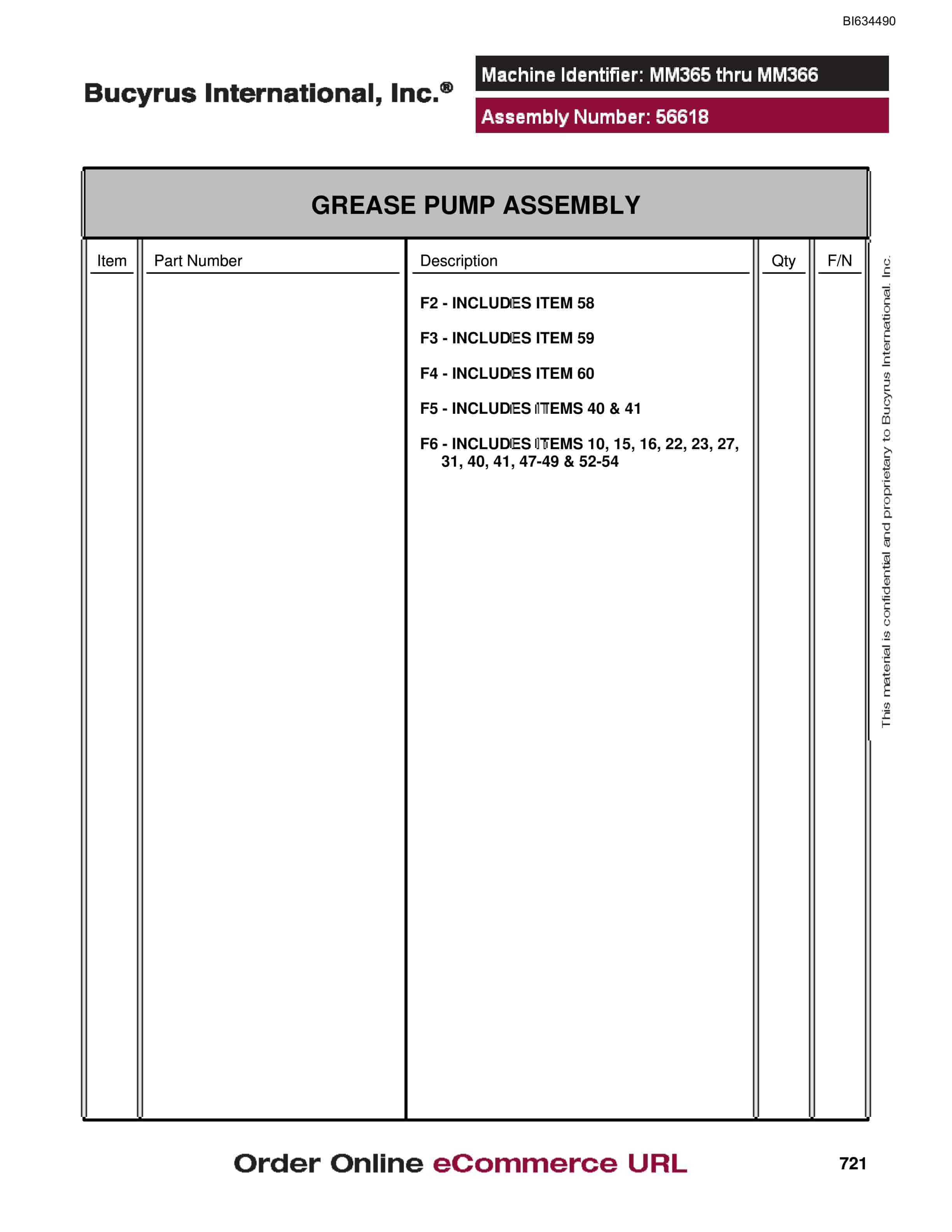 Bucyrus MT3300 AC Parts Catalog BI634490-5