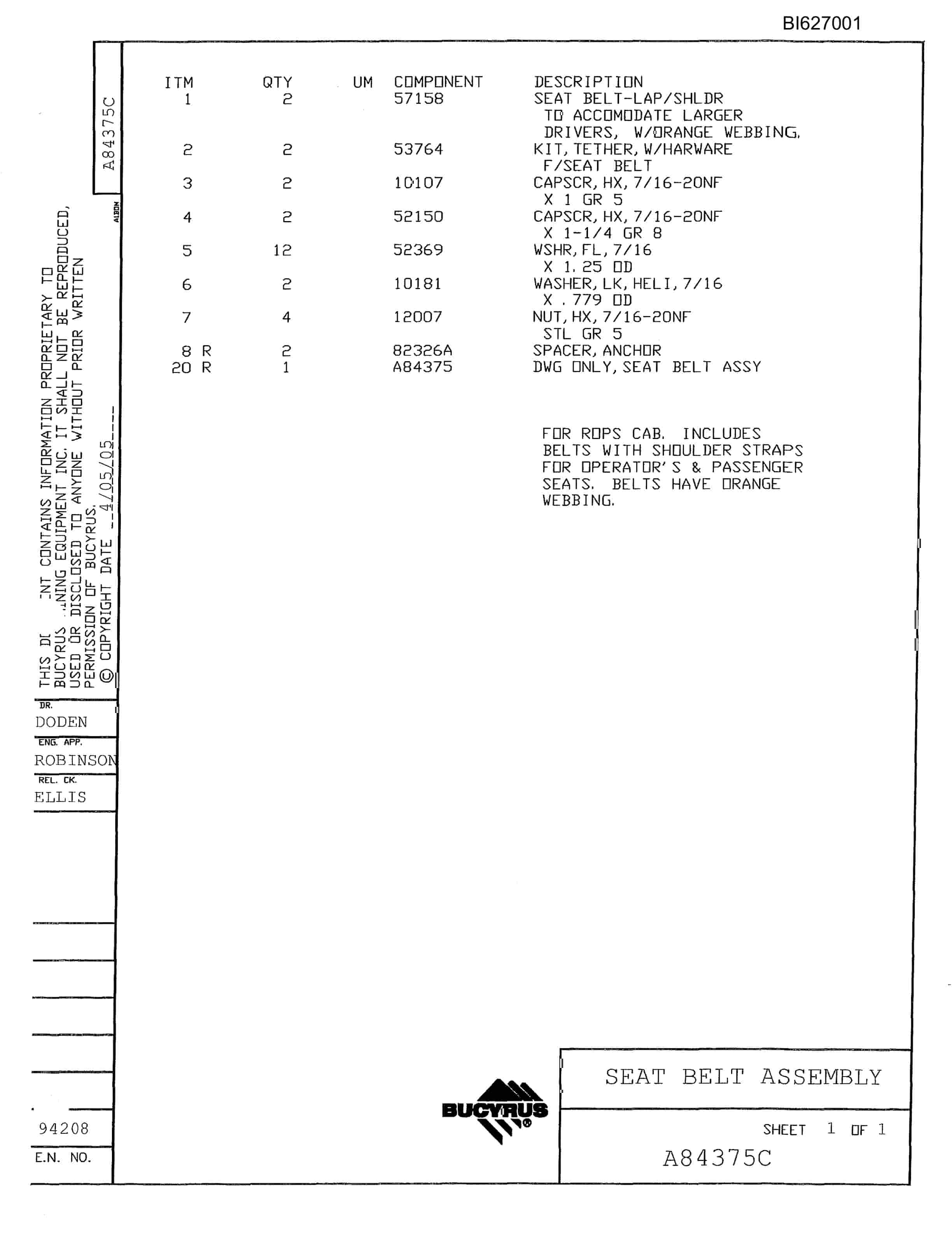 Bucyrus MT3300 AC Truck Parts Catalog BI627001-2