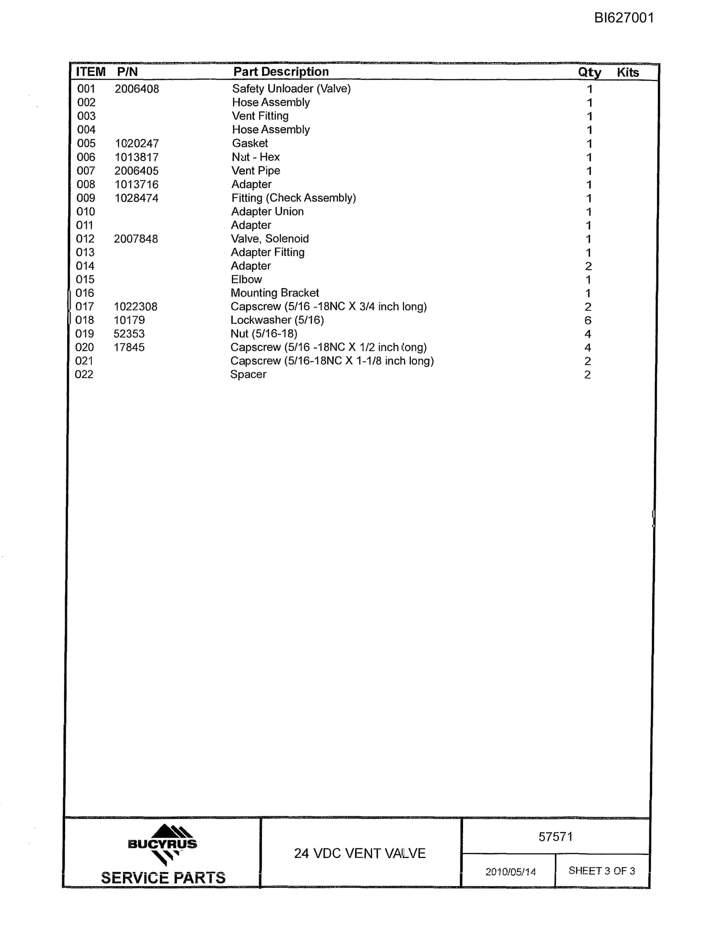 Bucyrus MT3300 AC Truck Parts Catalog BI627001-4