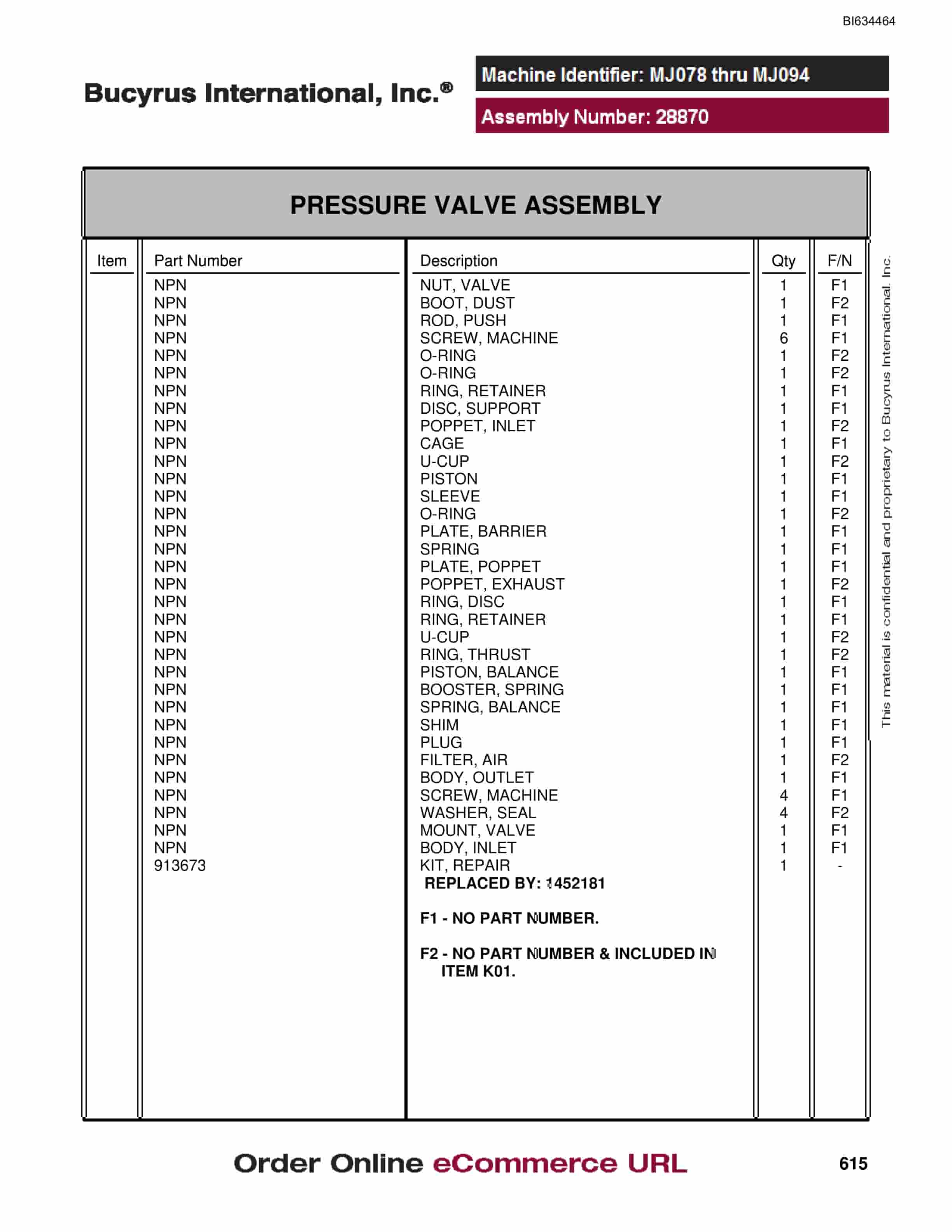 Bucyrus MT3600 Parts Catalog BI634464-3