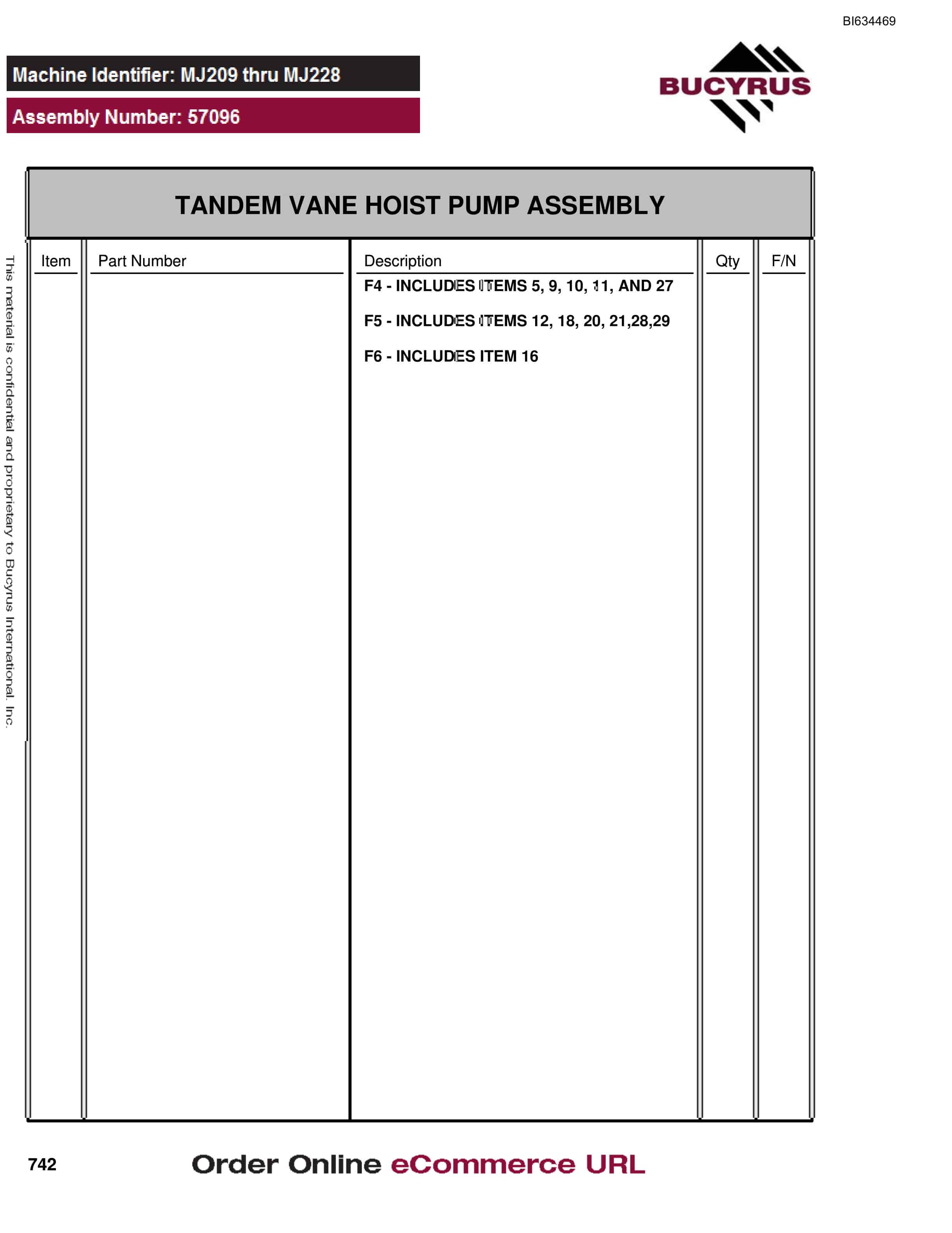Bucyrus MT3700 AC Parts Catalog BI634469-4