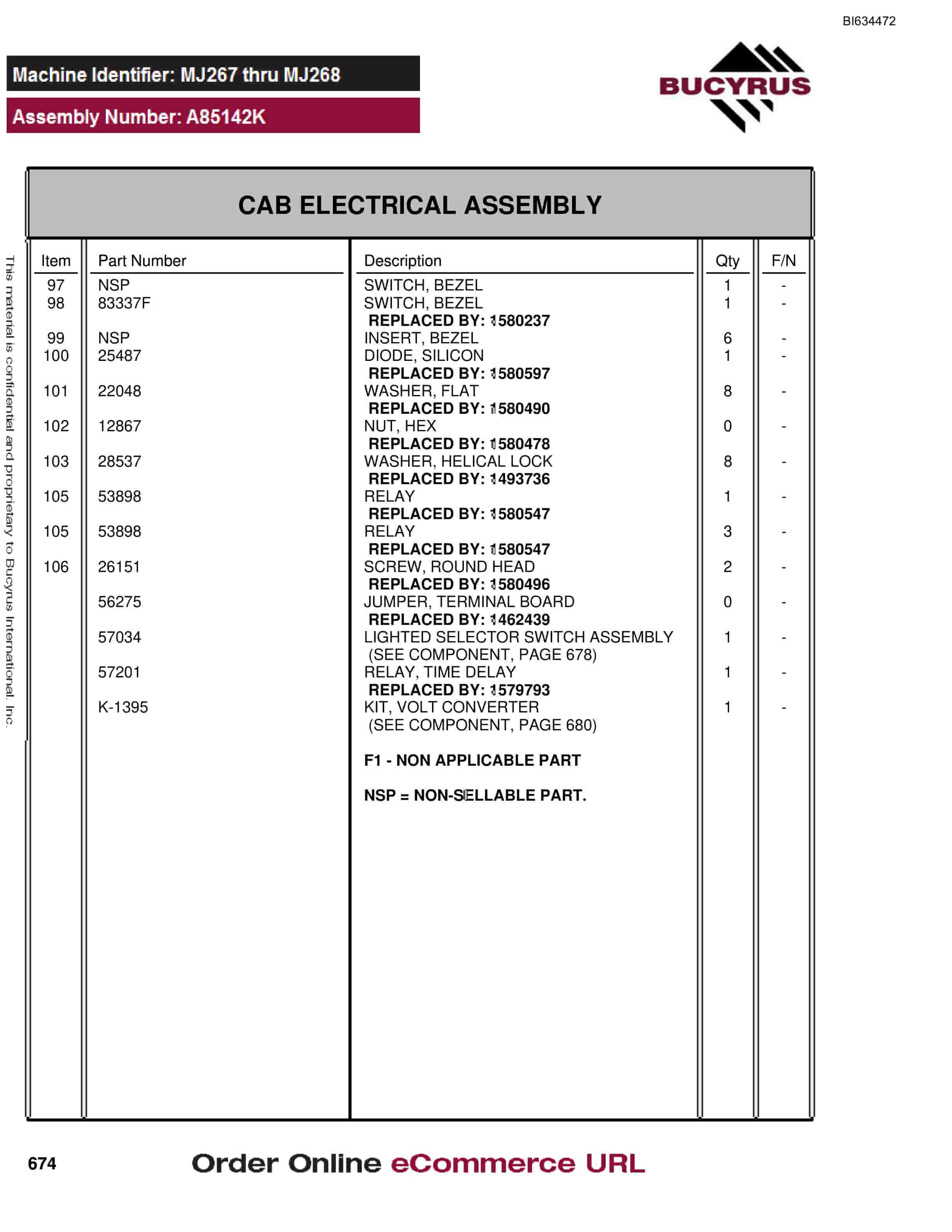 Bucyrus MT3700 AC Parts Catalog BI634472-3