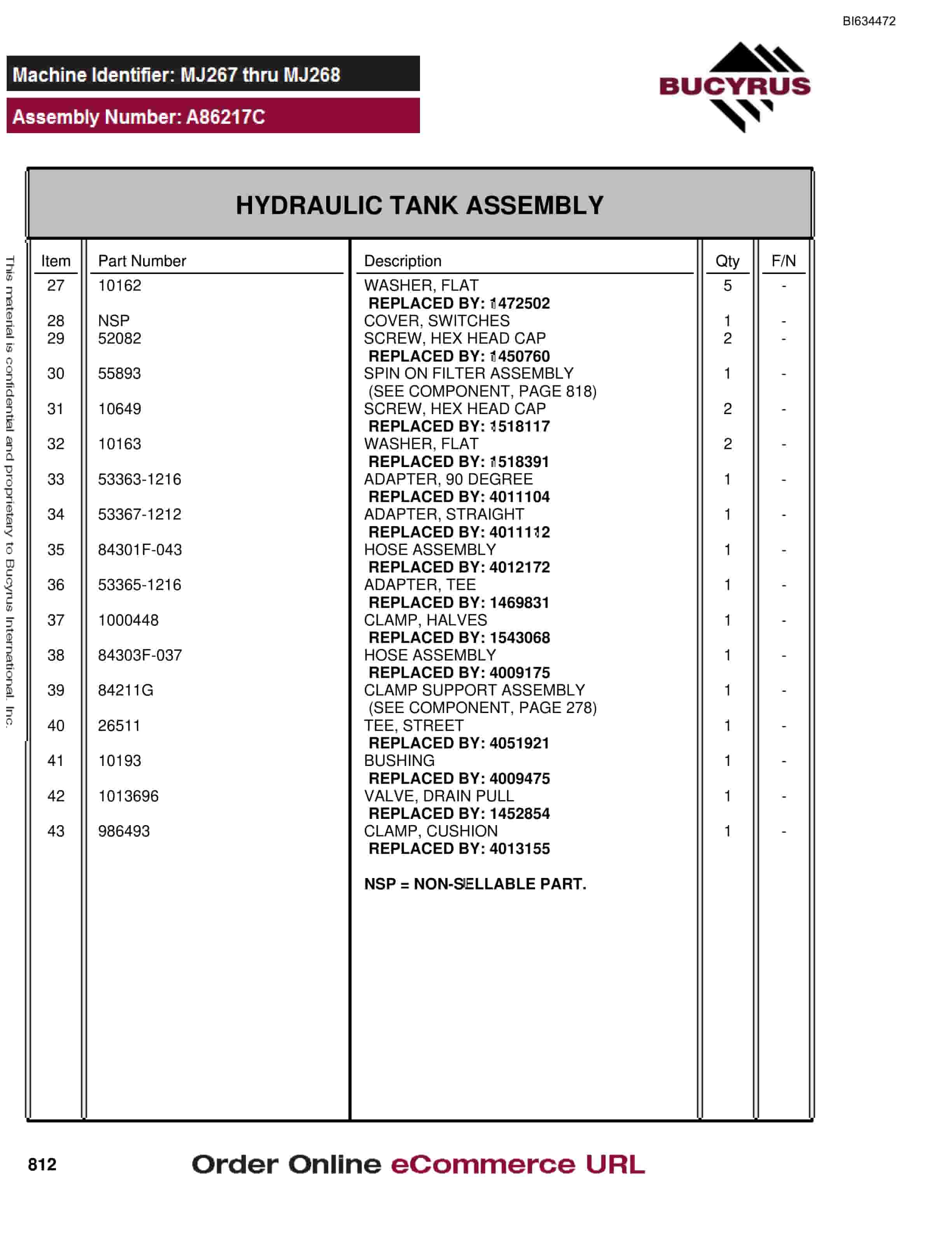 Bucyrus MT3700 AC Parts Catalog BI634472-5