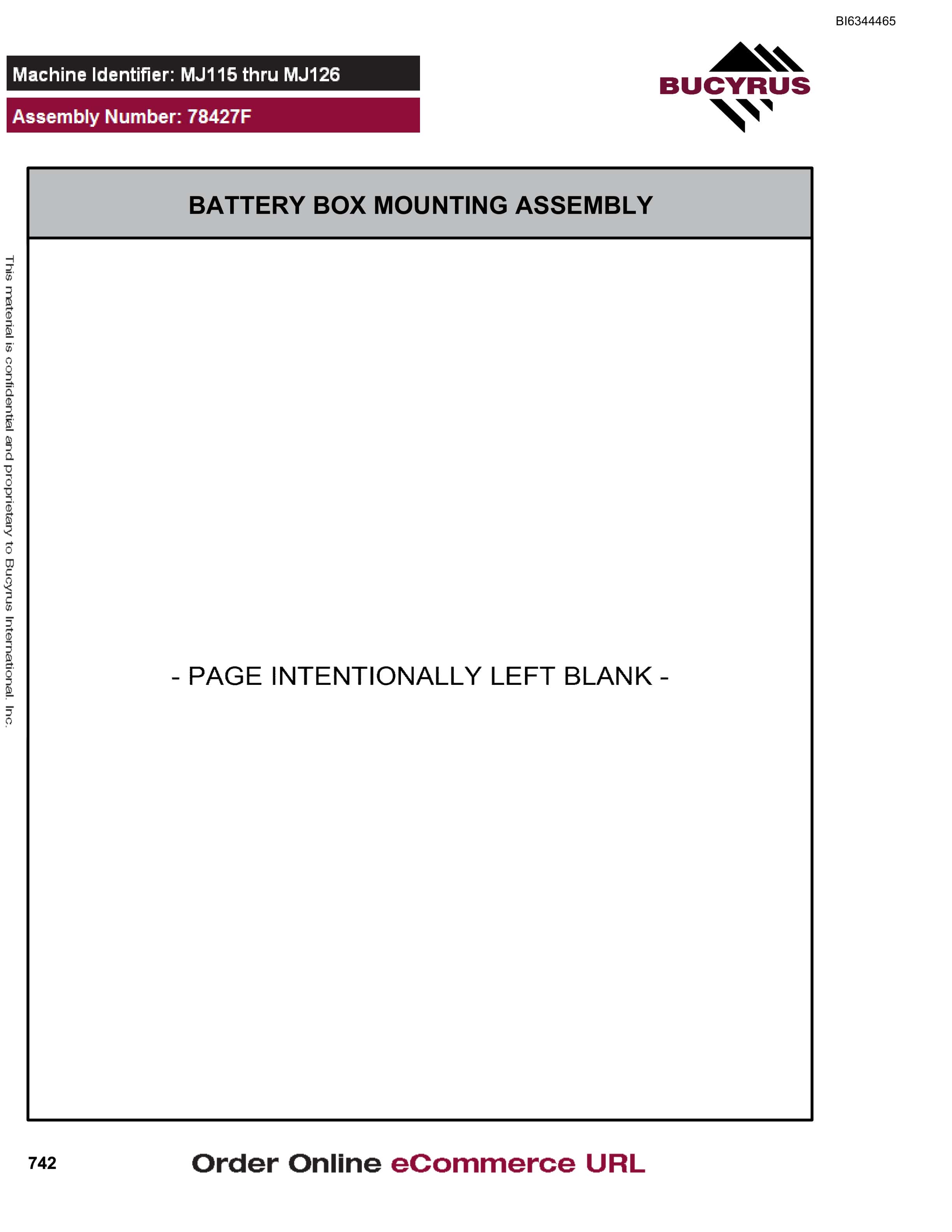 Bucyrus MT3700 Parts Catalog BI634465-4