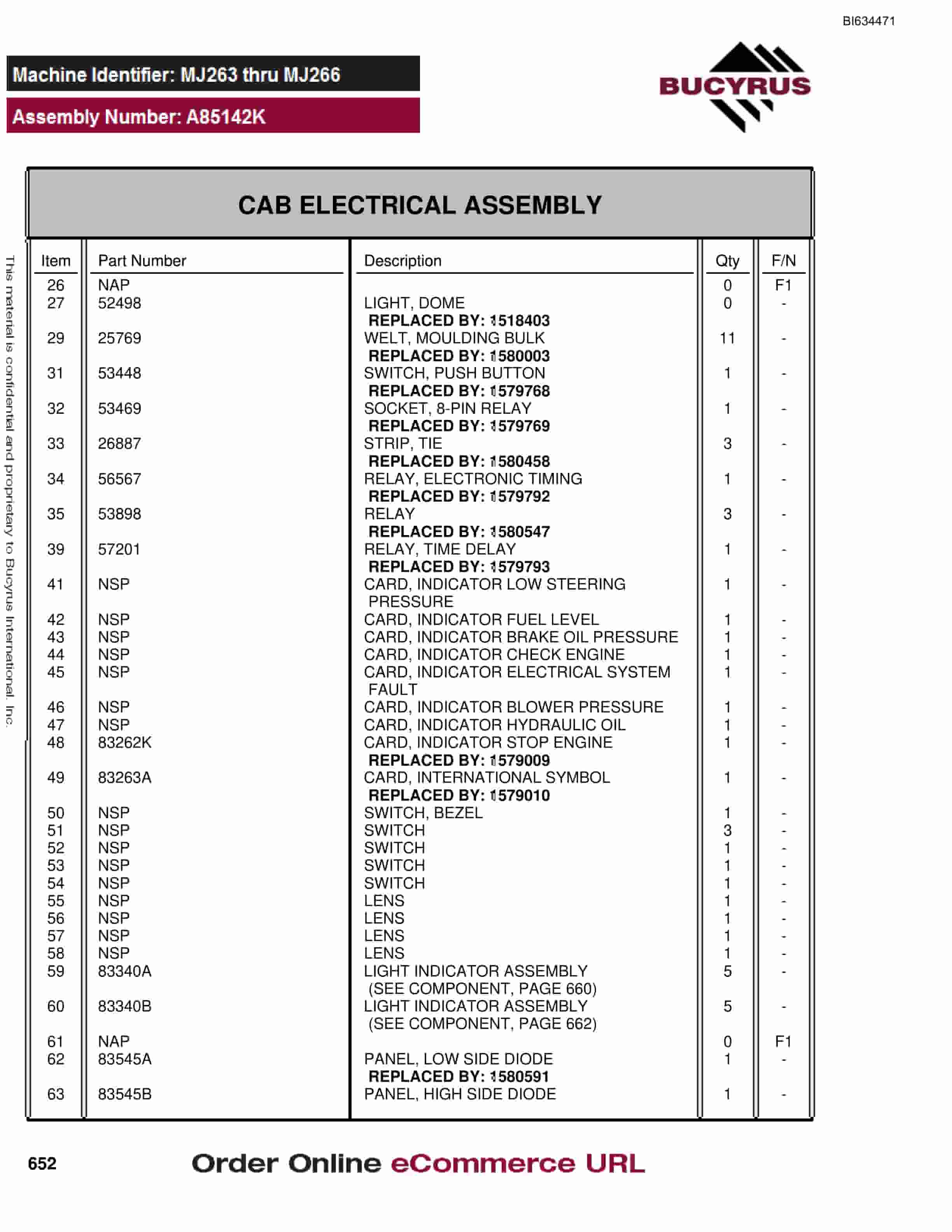 Bucyrus MT3700B Parts Catalog BI634471-3