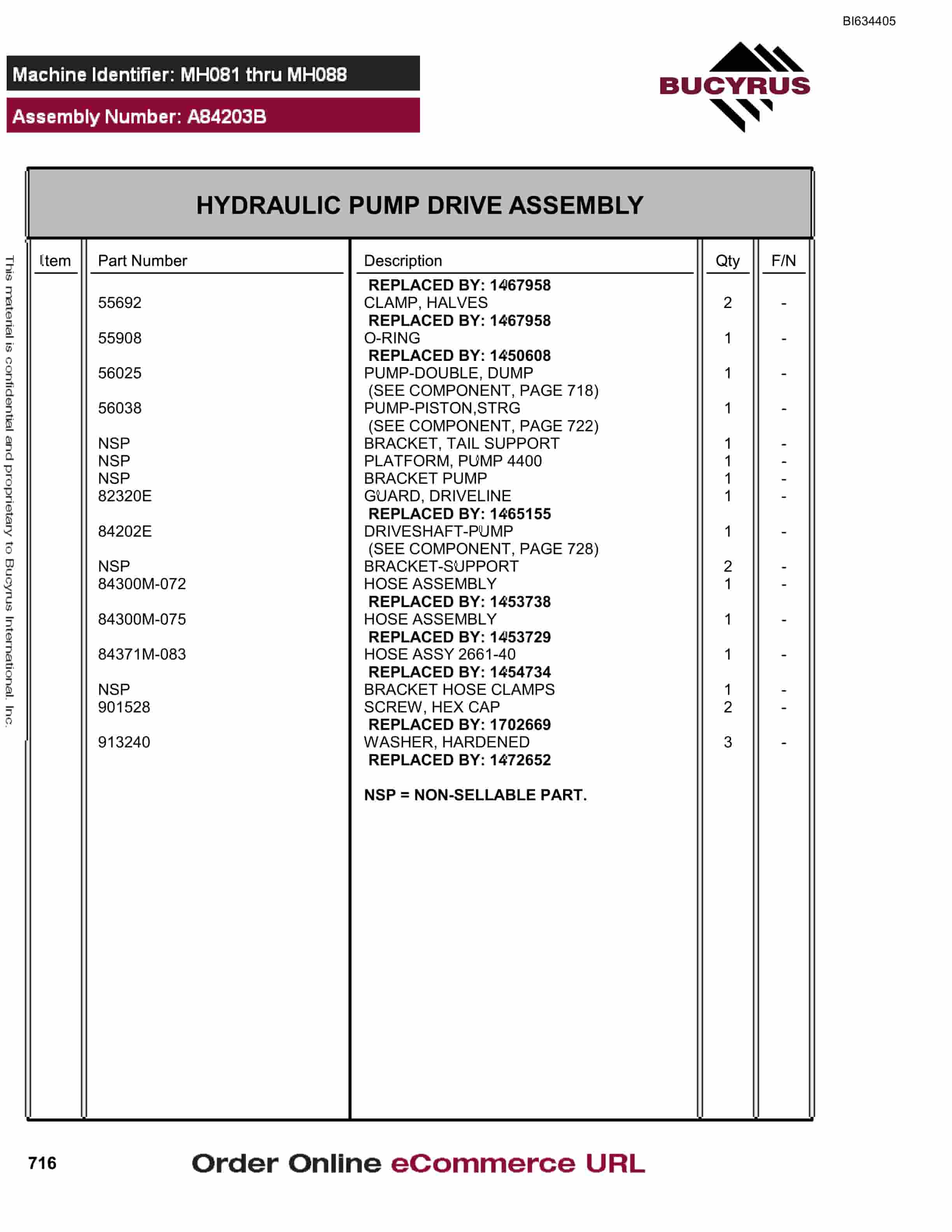 Bucyrus MT4400 AC Parts Catalog BI634405-5