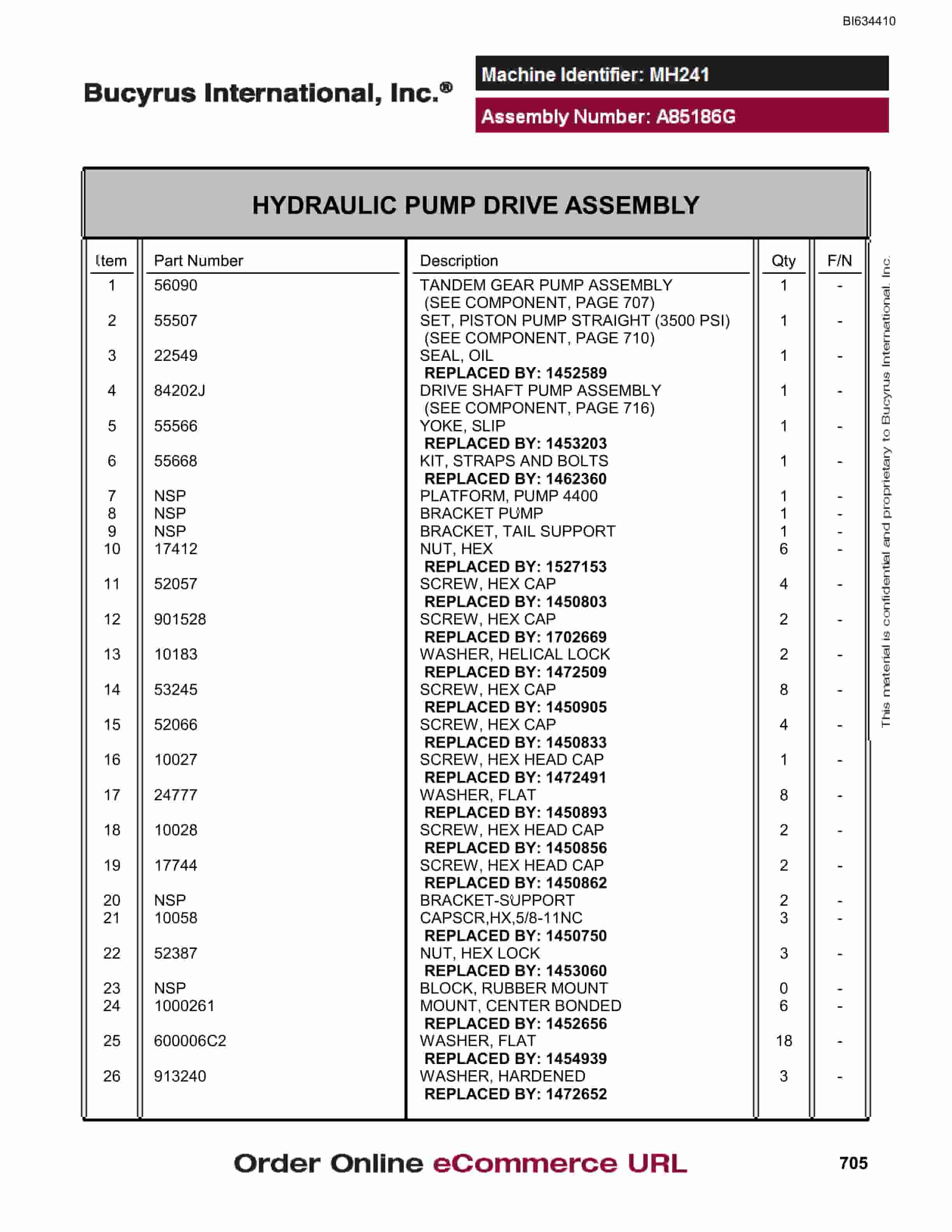 Bucyrus MT4400 AC Parts Catalog BI634410-4