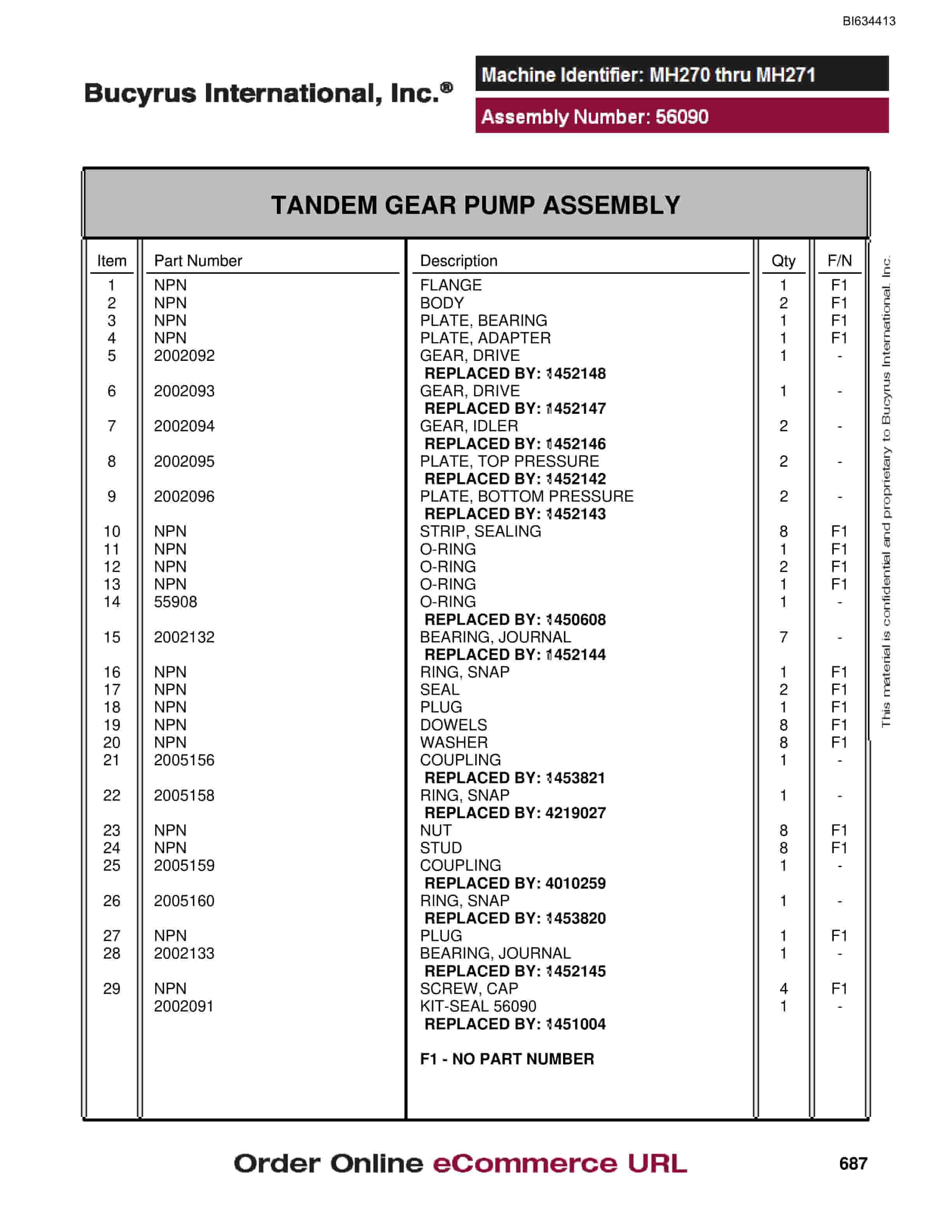 Bucyrus MT4400 AC Parts Catalog BI634413-4