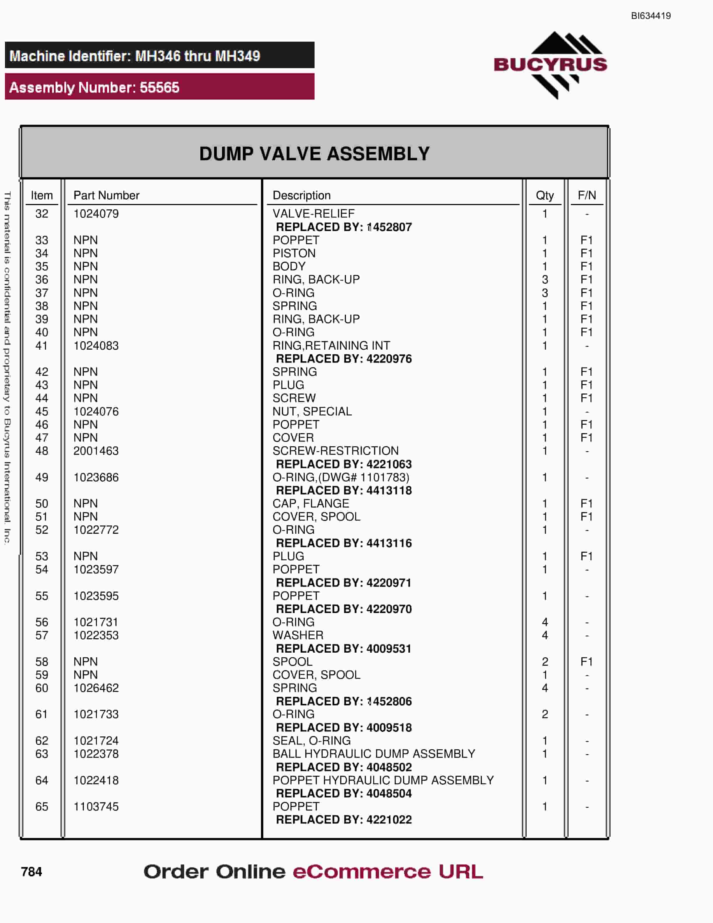 Bucyrus MT4400 AC Parts Catalog BI634419-5