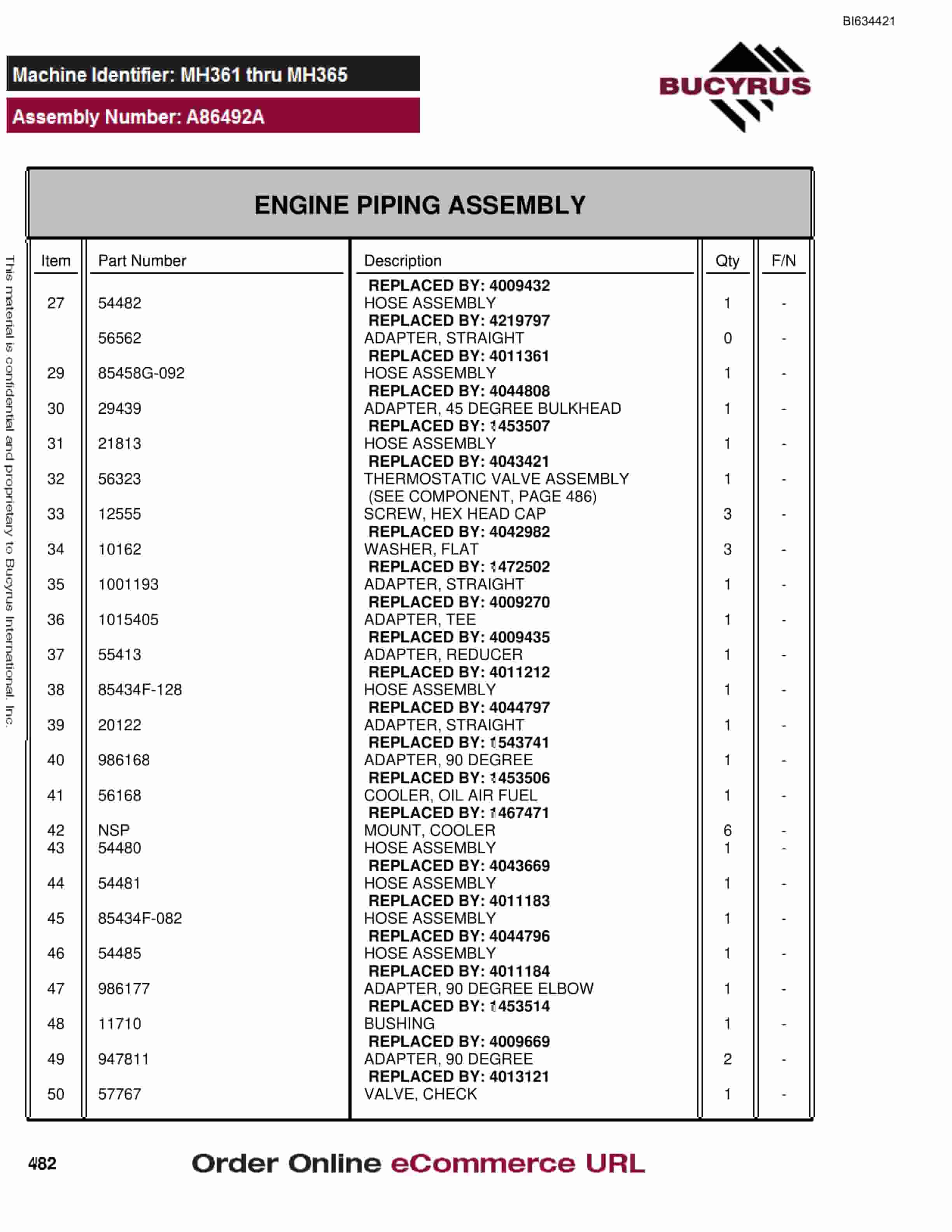 Bucyrus MT4400 AC Parts Catalog BI634421-2