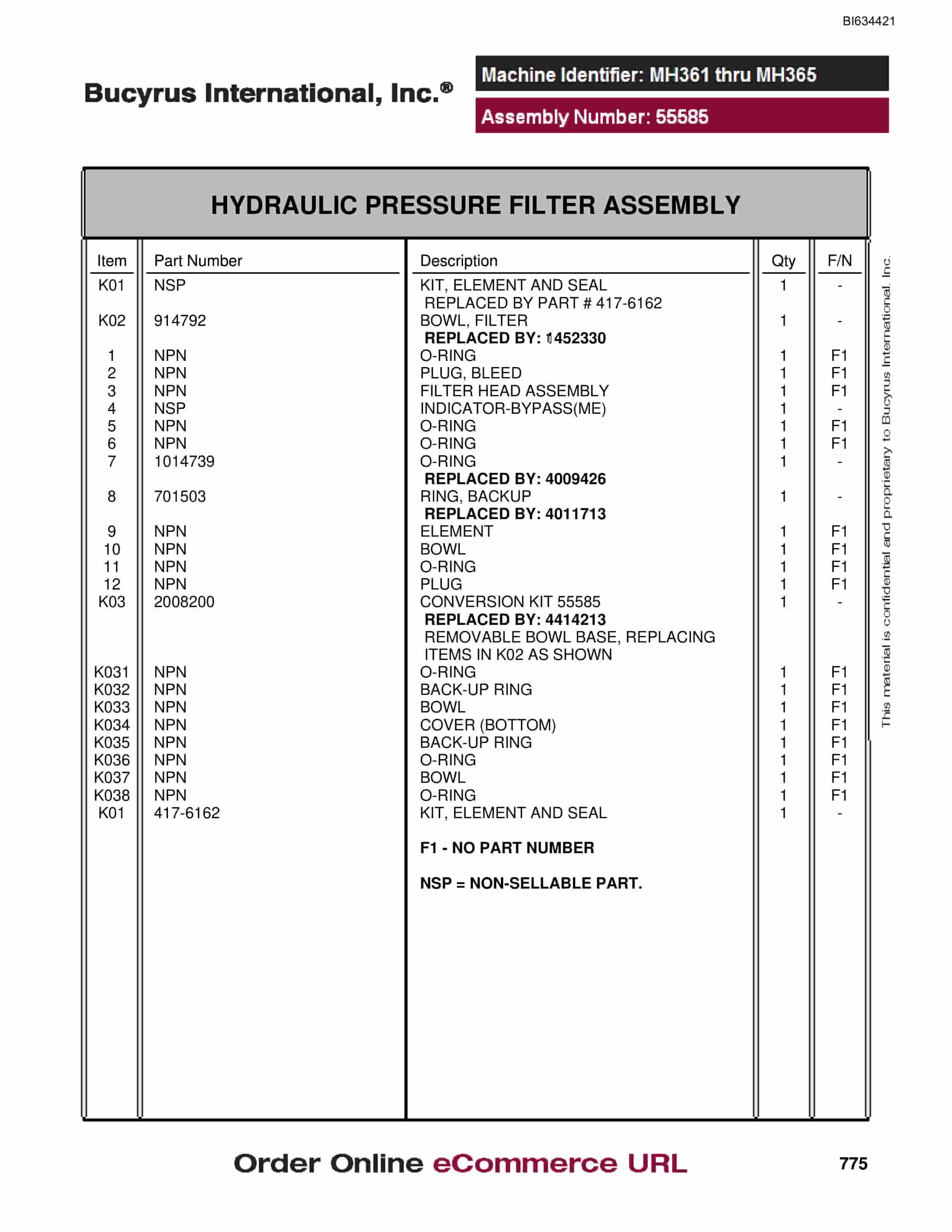 Bucyrus MT4400 AC Parts Catalog BI634421-5