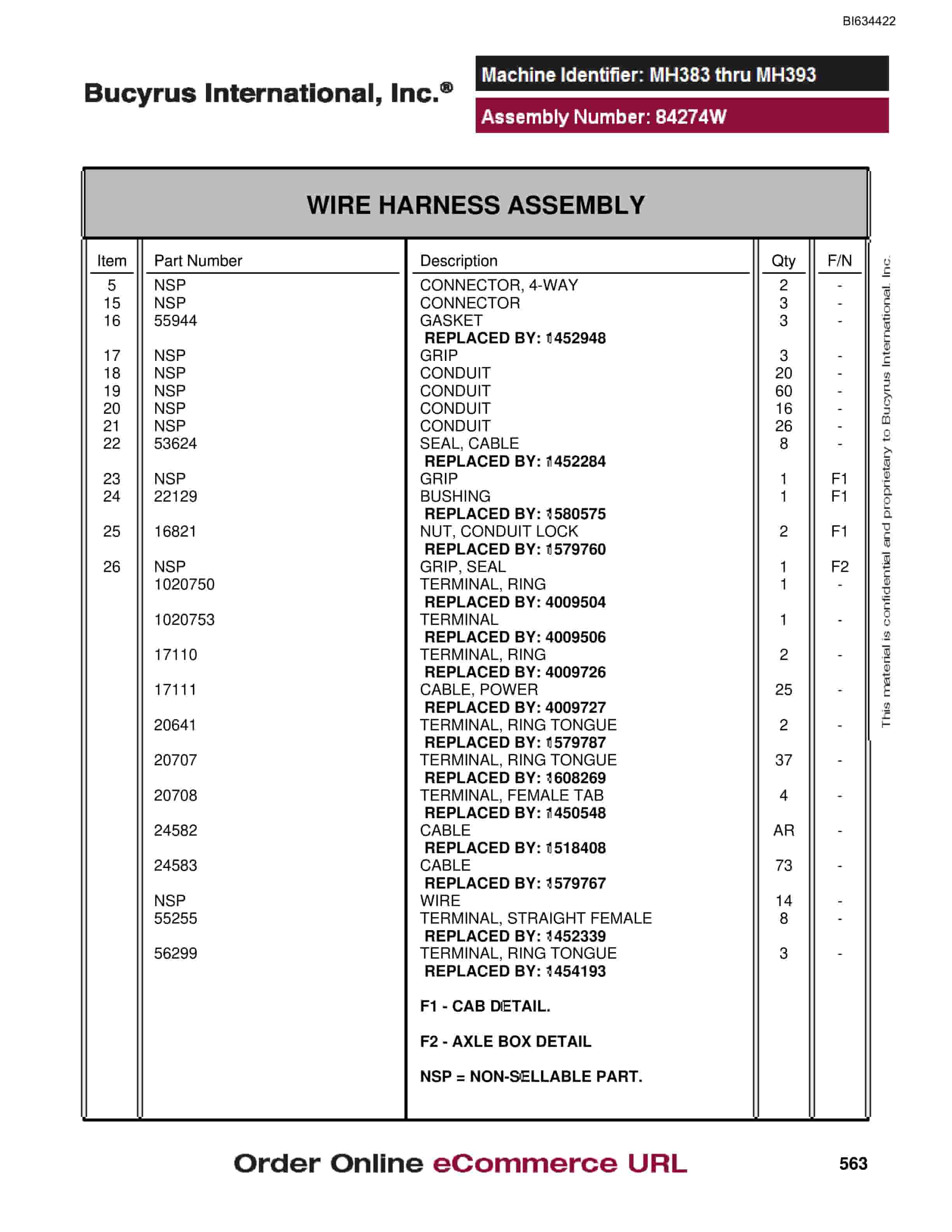 Bucyrus MT4400 AC Parts Catalog BI634422-3