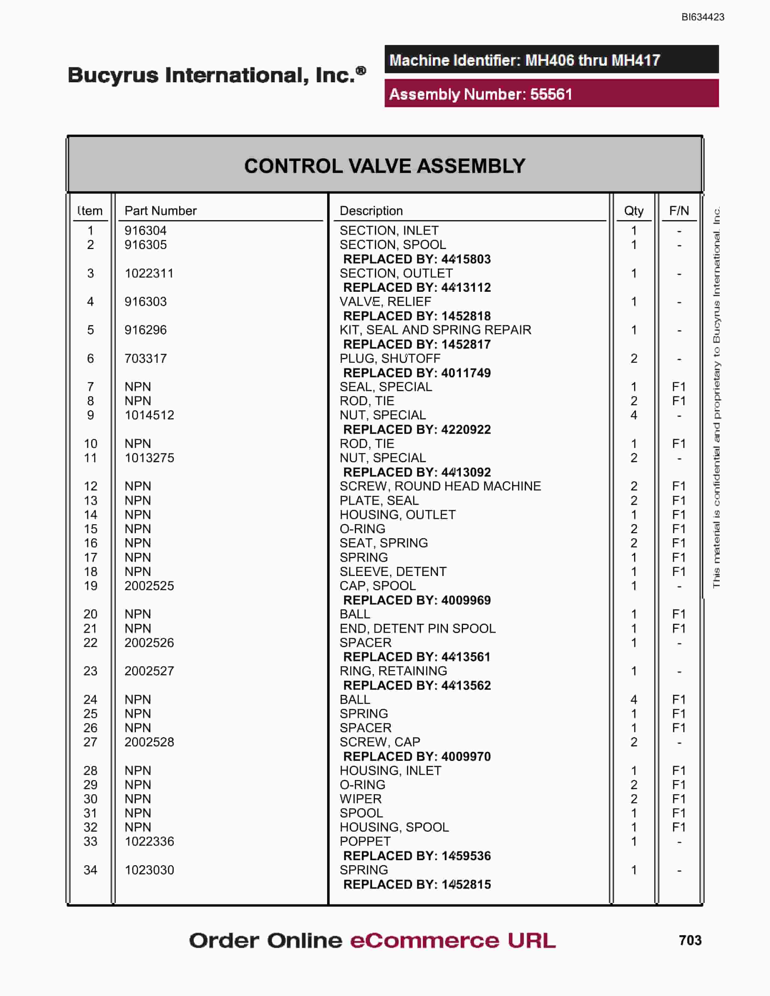Bucyrus MT4400 AC Parts Catalog BI634423-5