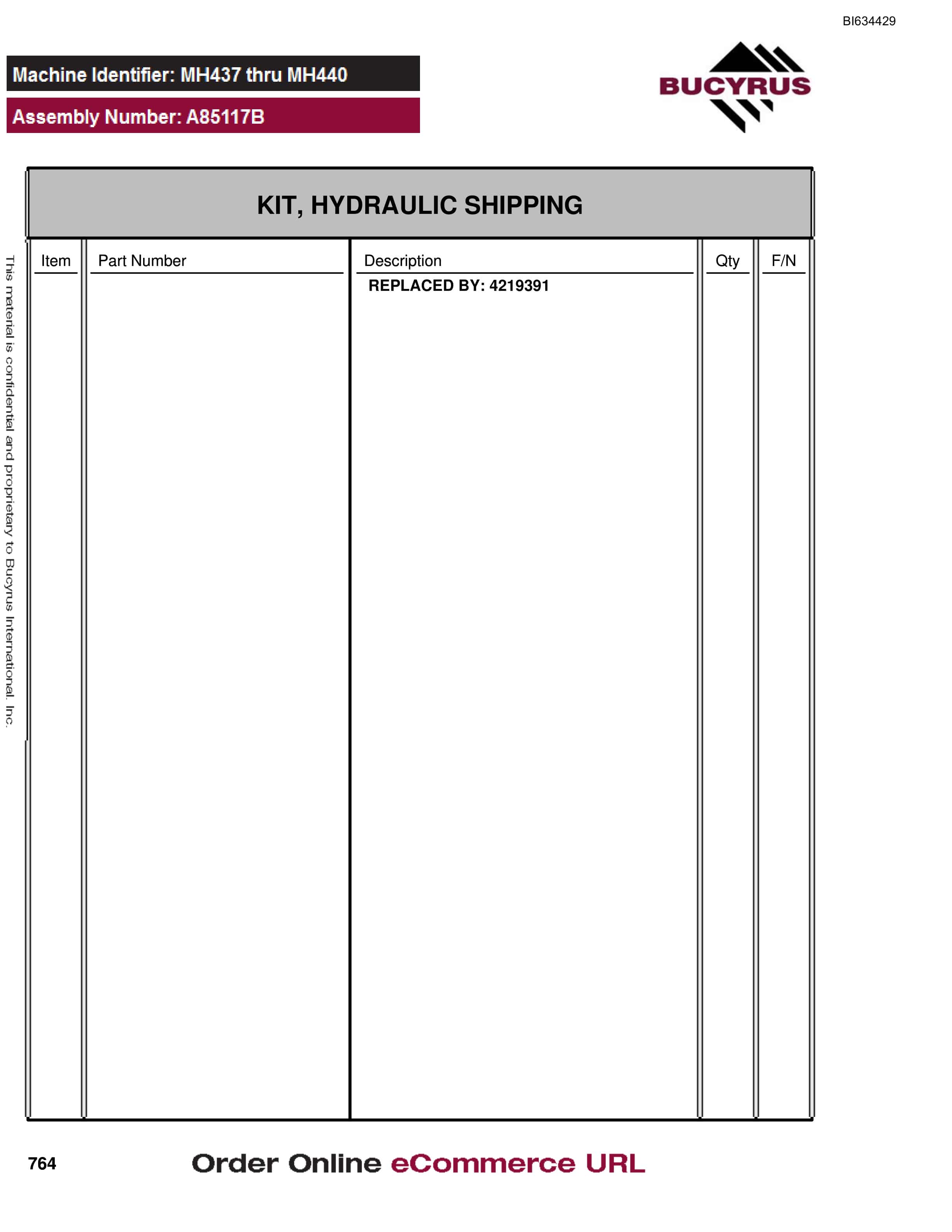 Bucyrus MT4400 AC Parts Catalog BI634429-4