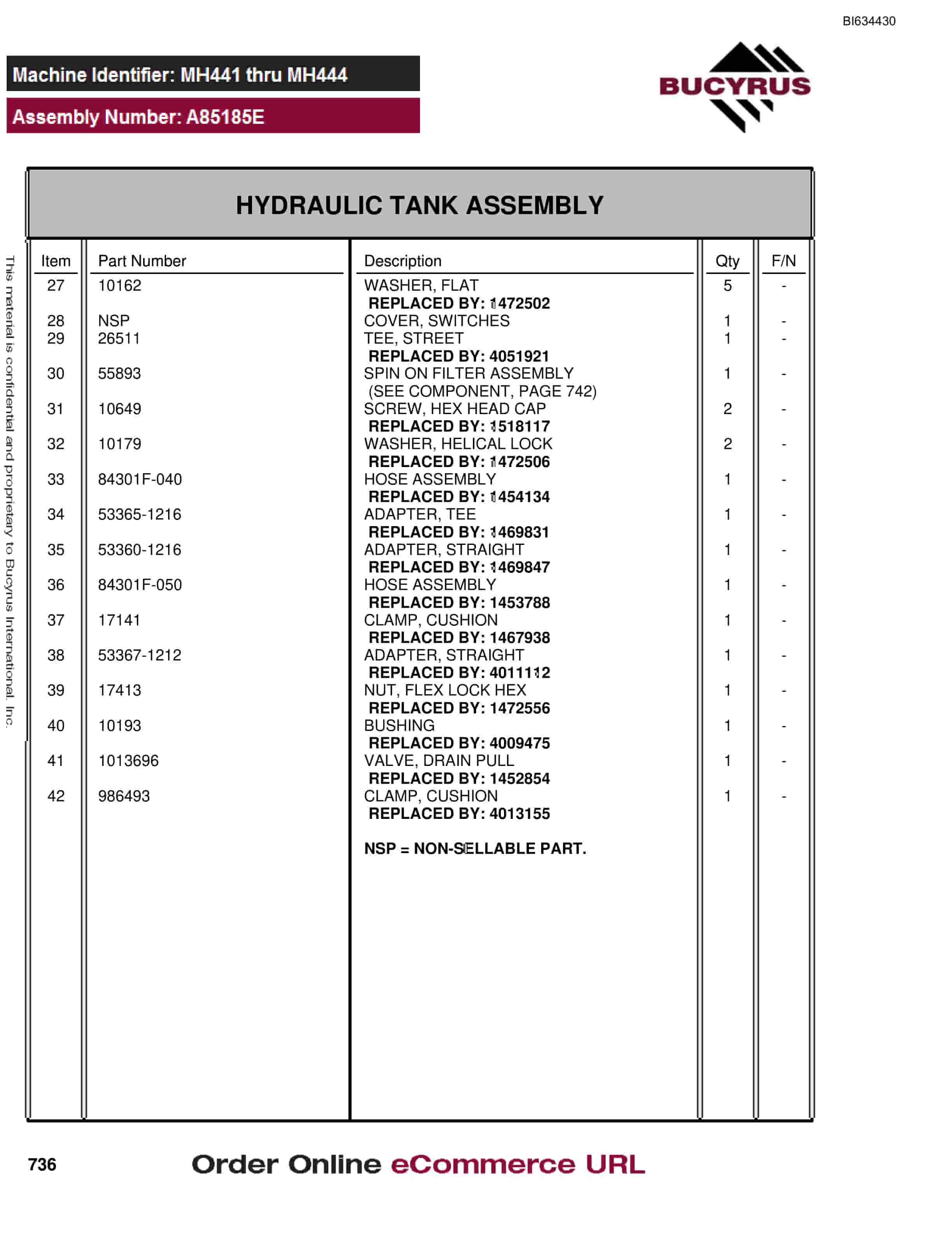 Bucyrus MT4400 AC Parts Catalog BI634430-4