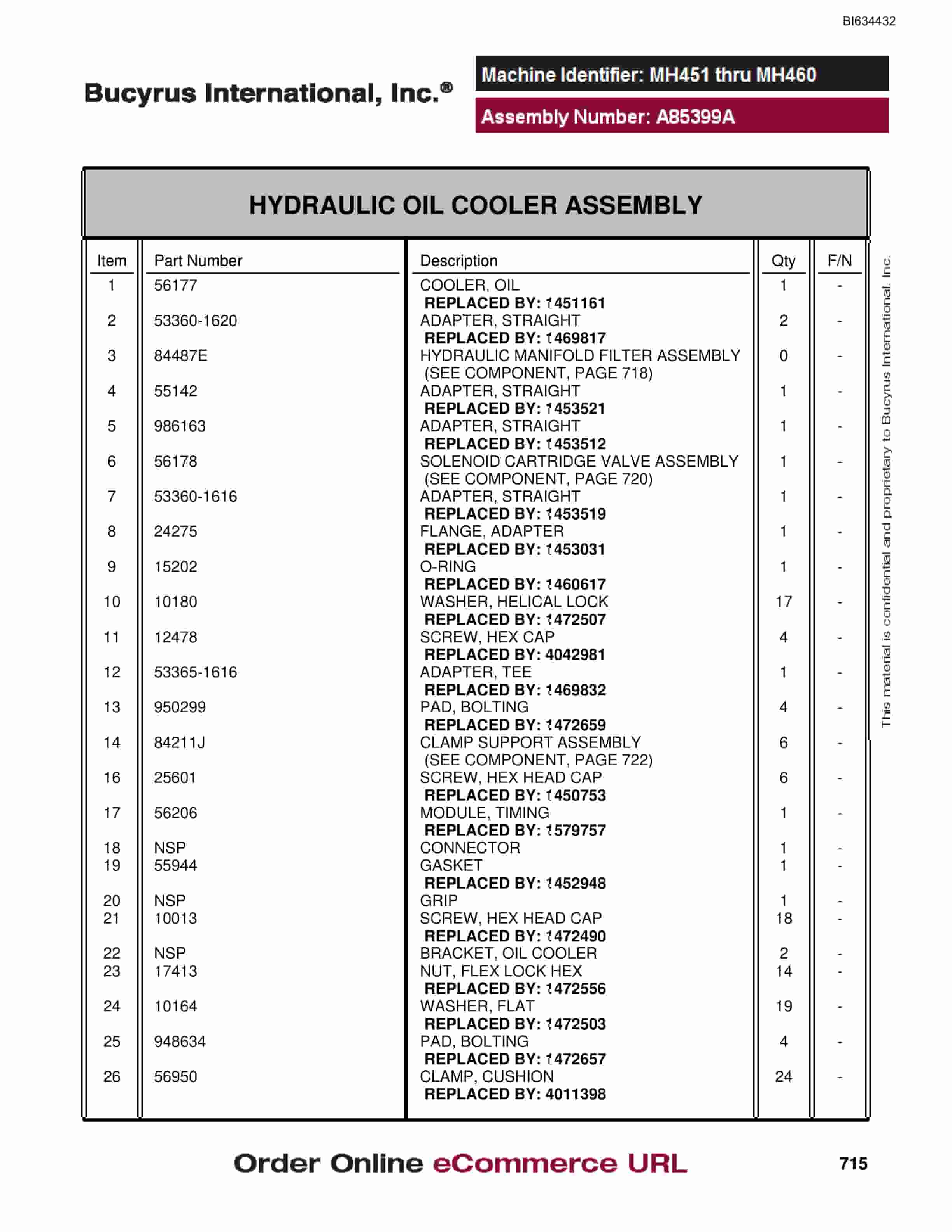 Bucyrus MT4400 AC Parts Catalog BI634432-4
