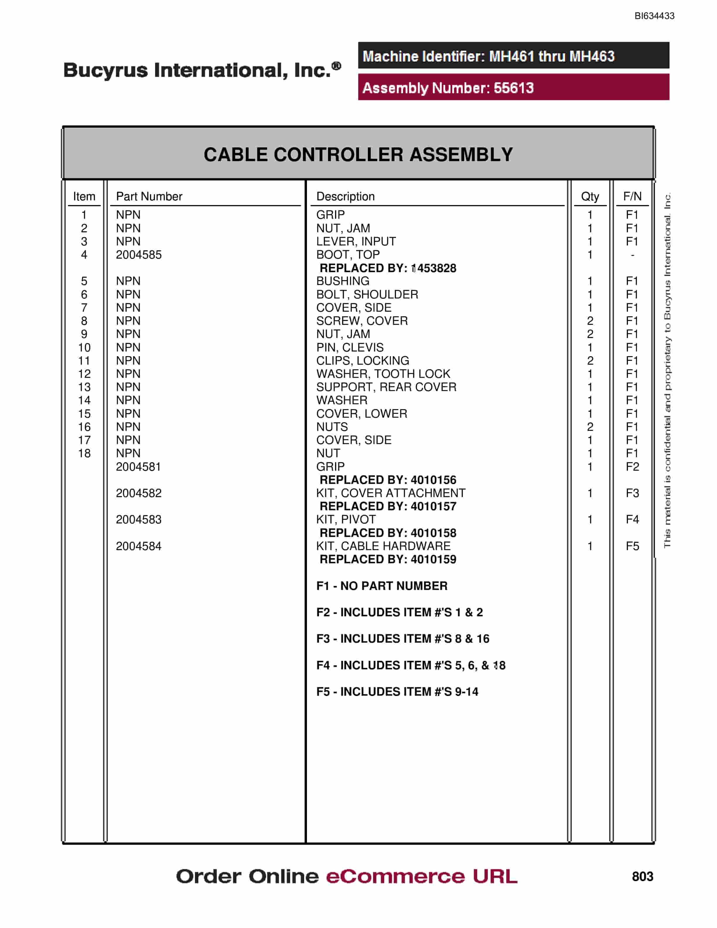 Bucyrus MT4400 AC Parts Catalog BI634433-5