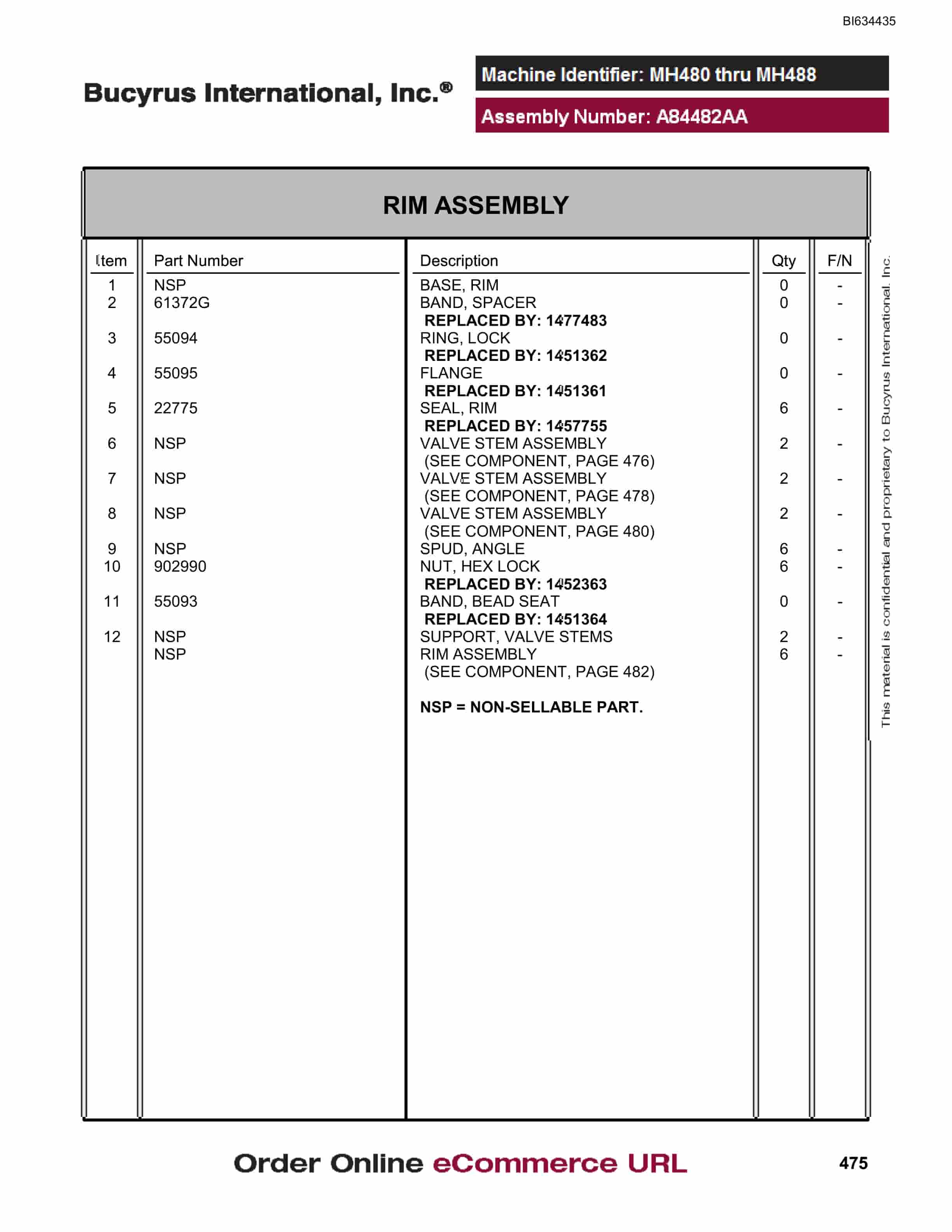Bucyrus MT4400 AC Parts Catalog BI634435-2