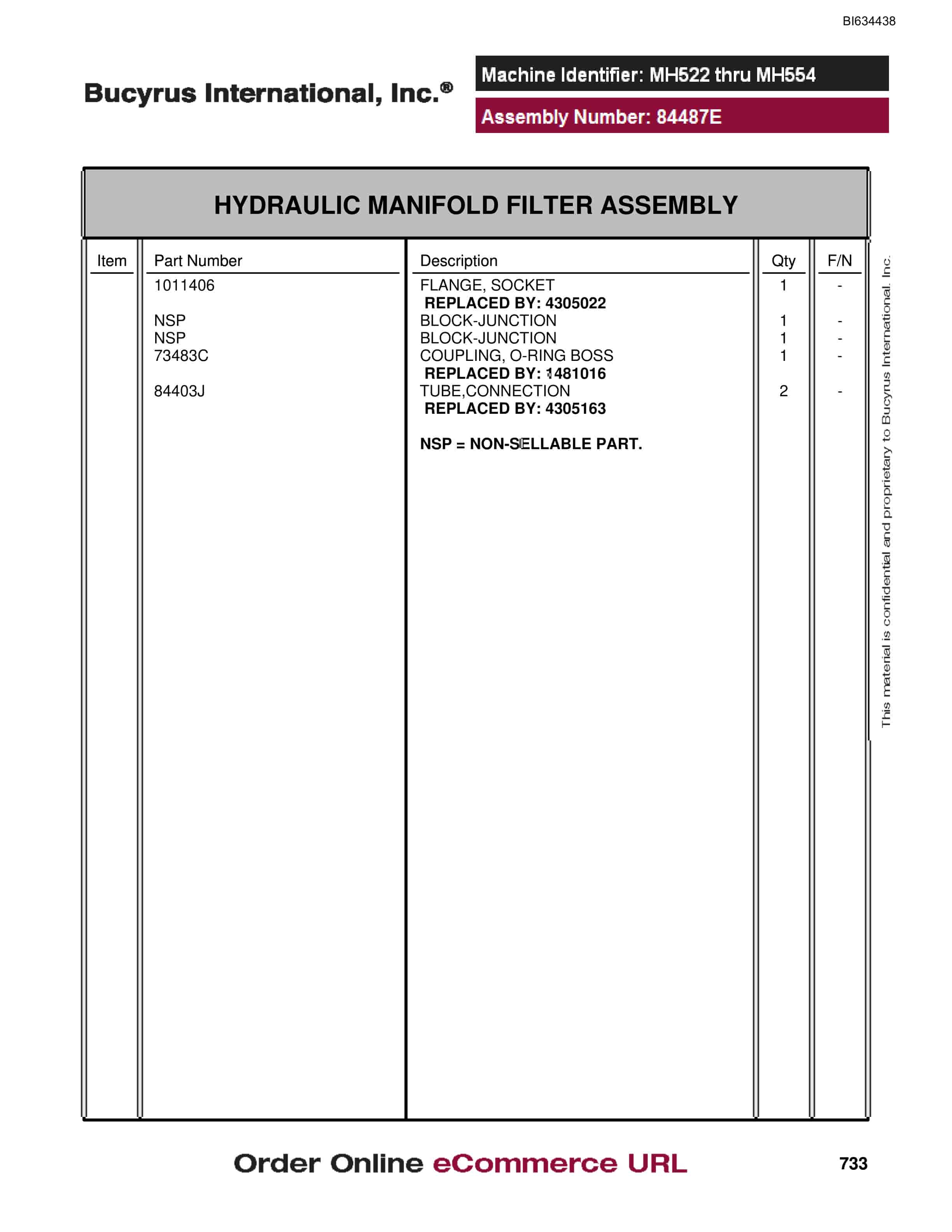 Bucyrus MT4400 AC Parts Catalog BI634438-4