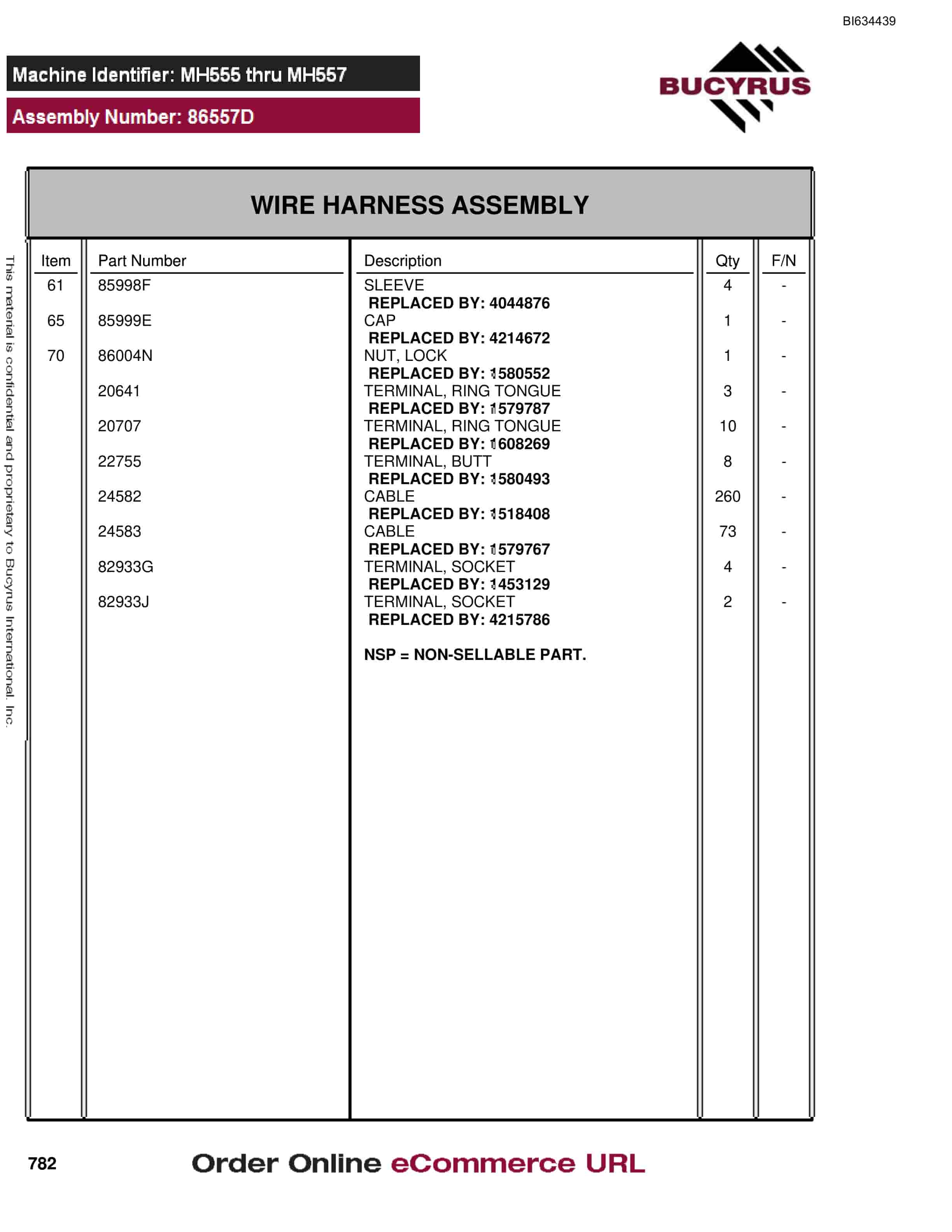 Bucyrus MT4400 AC Parts Catalog BI634439-3