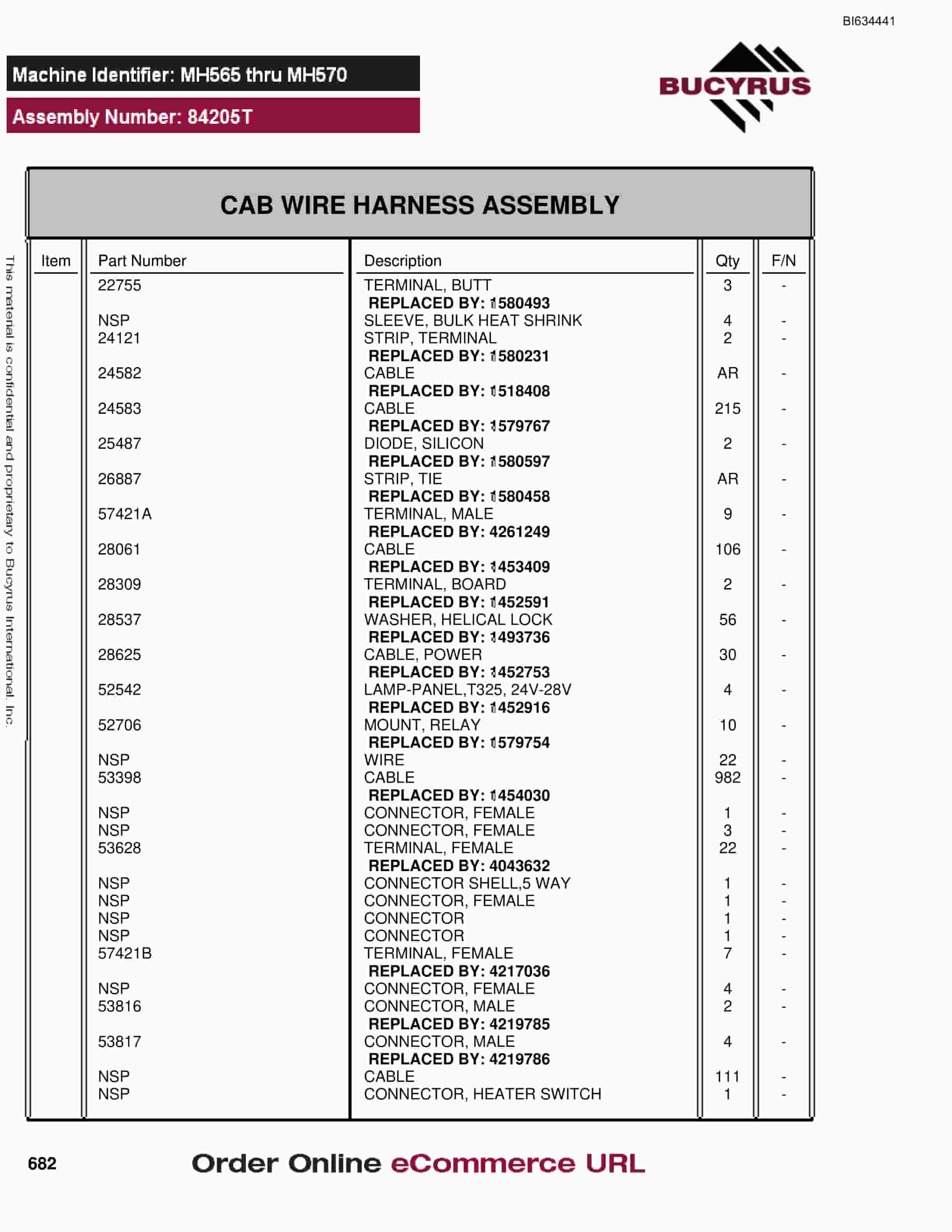 Bucyrus MT4400 AC Parts Catalog BI634441-3