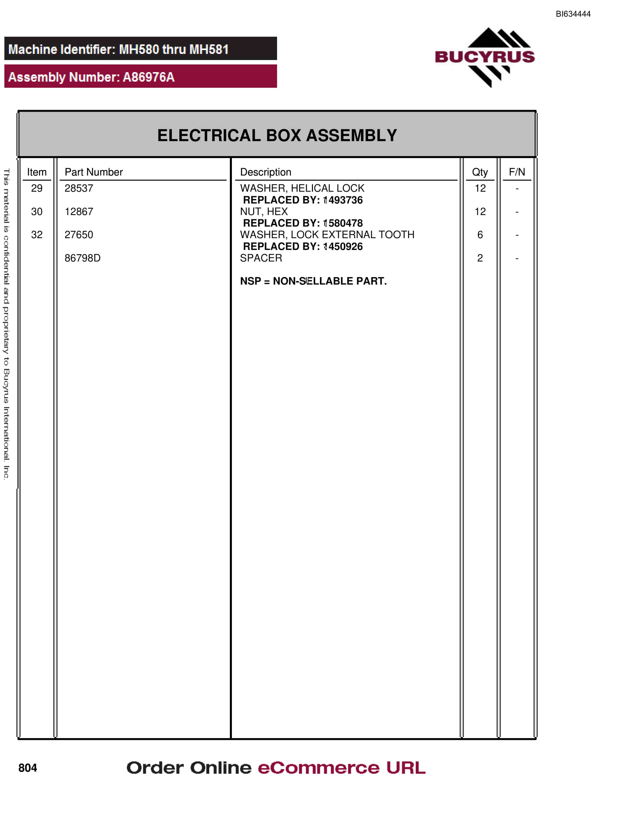 Bucyrus MT4400 AC Parts Catalog BI634444-4