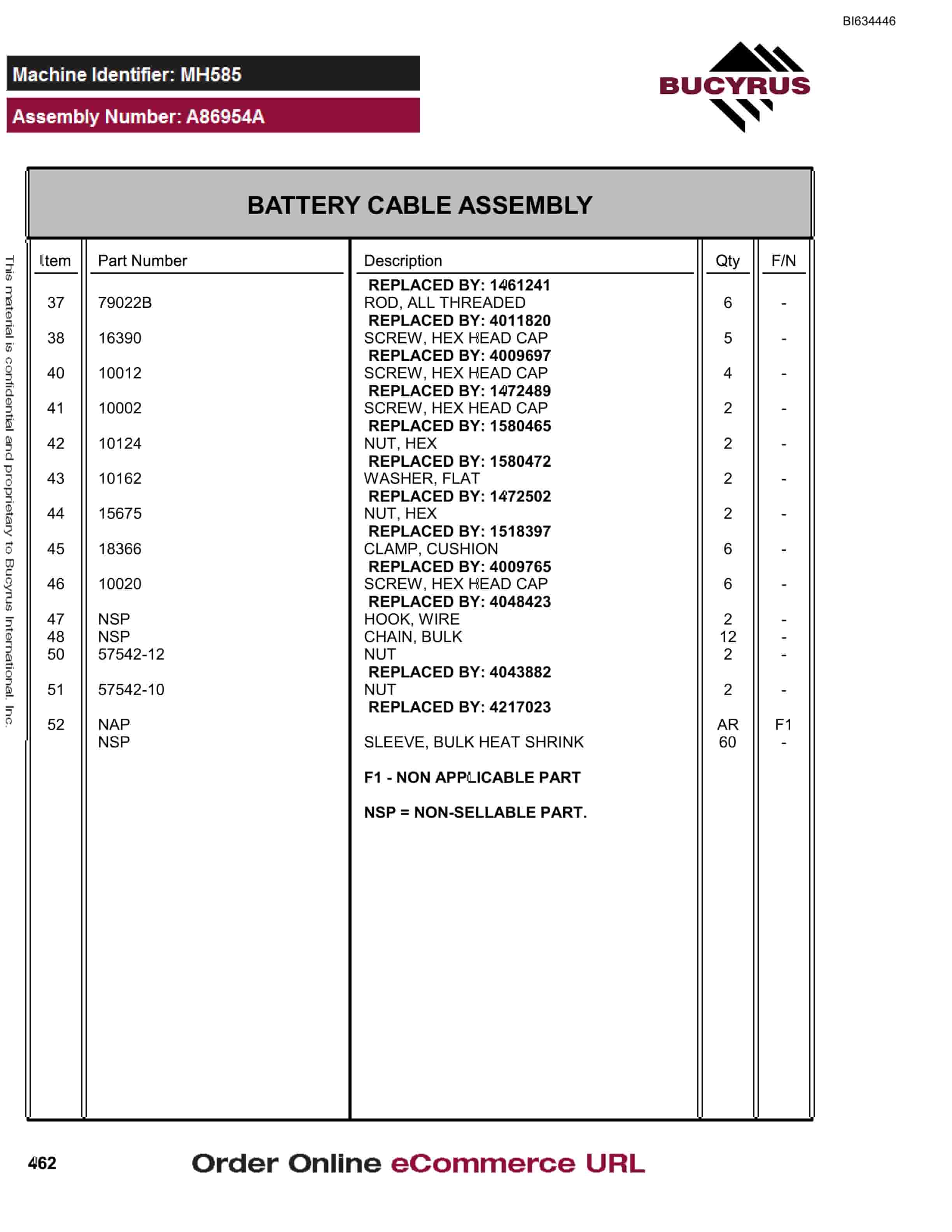 Bucyrus MT4400 AC Parts Catalog BI634446-2
