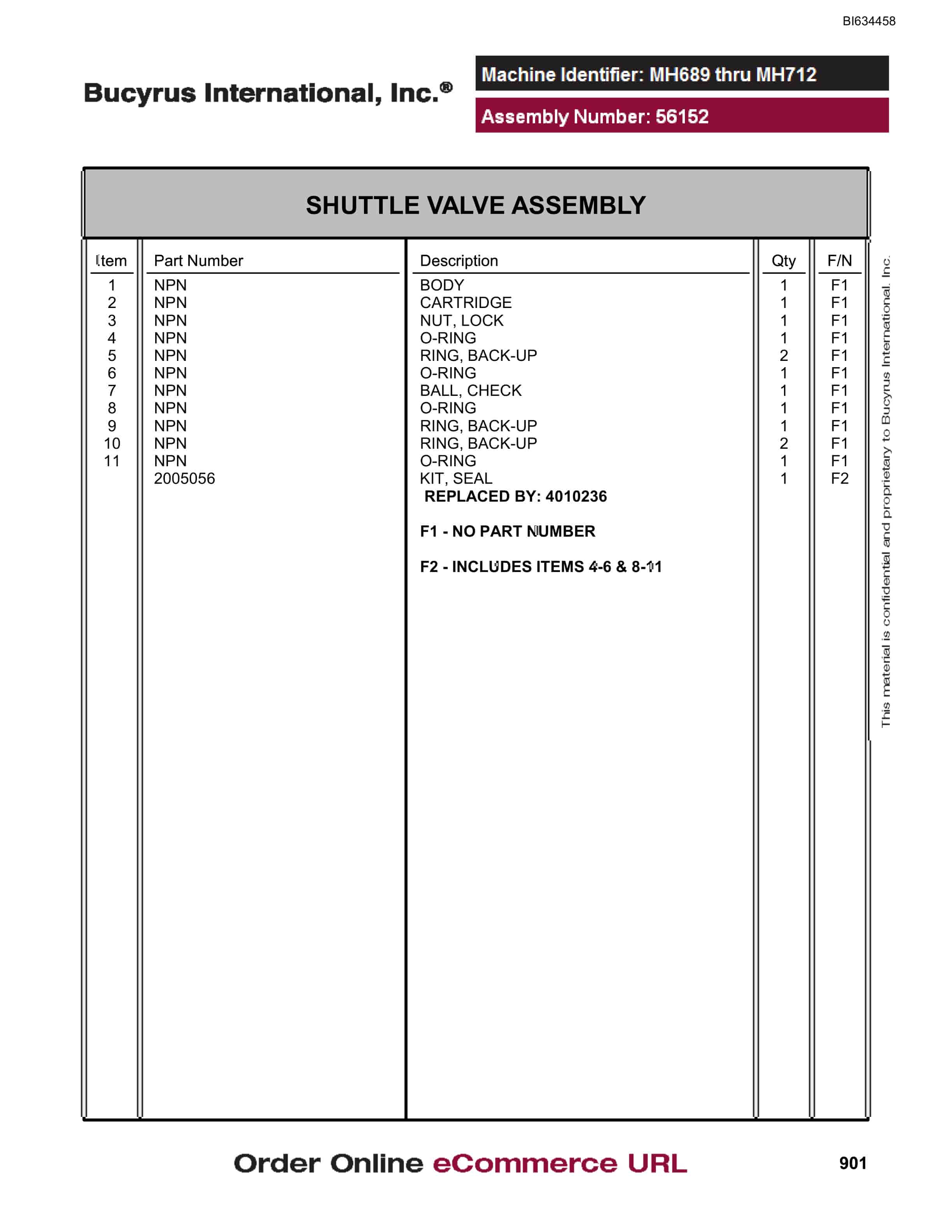 Bucyrus MT4400 AC Parts Catalog BI634458-4
