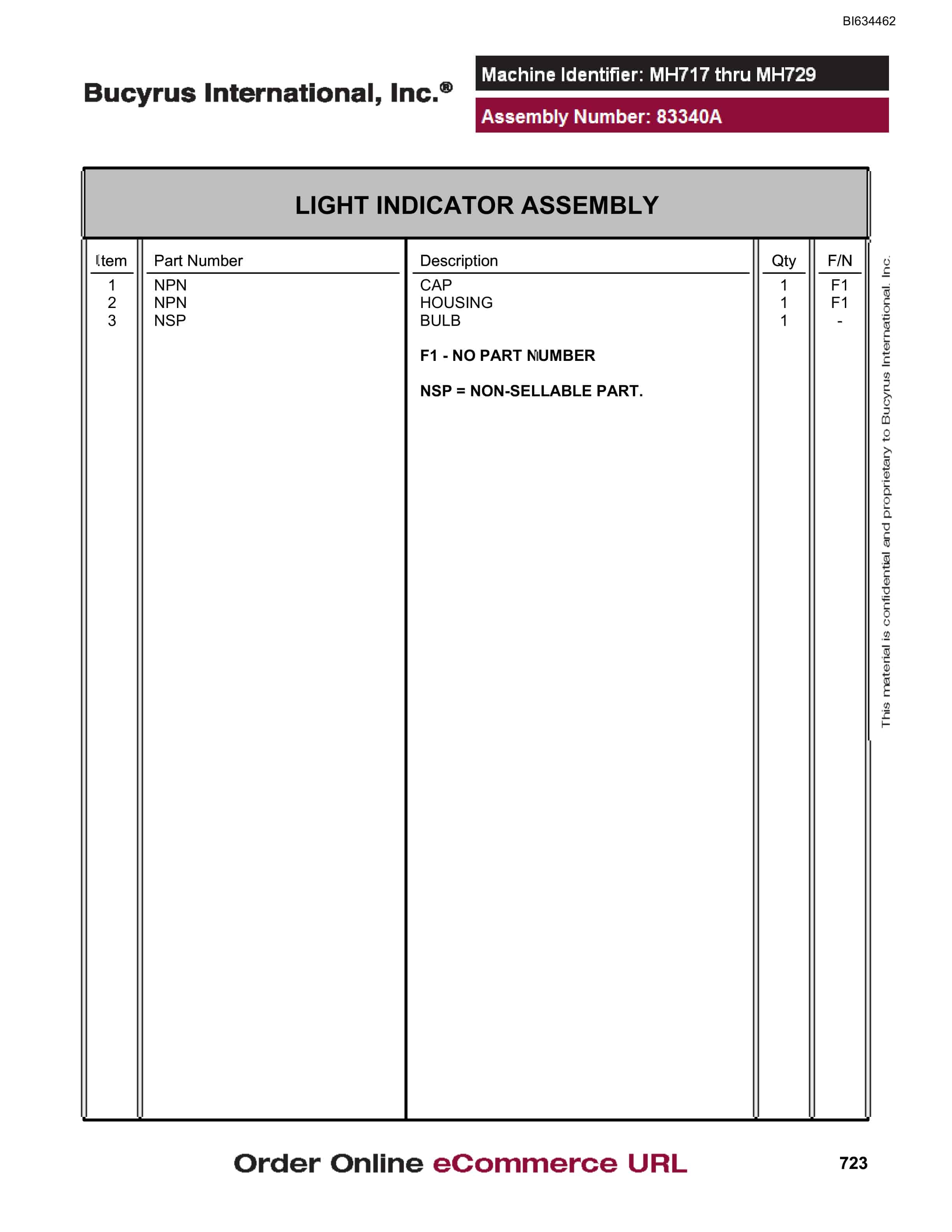 Bucyrus MT4400 AC Parts Catalog BI634462-3
