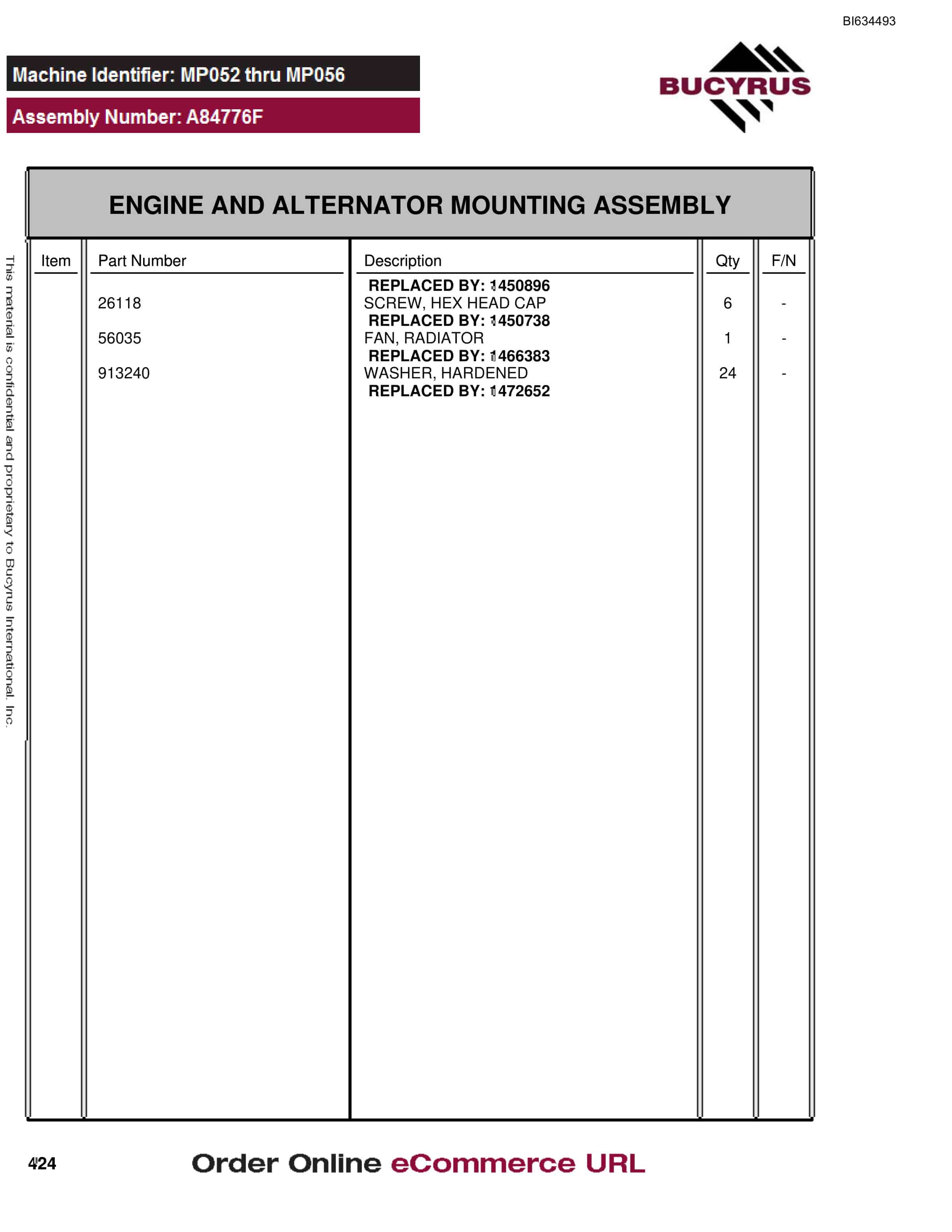Bucyrus MT5500 Parts Catalog BI634493-2