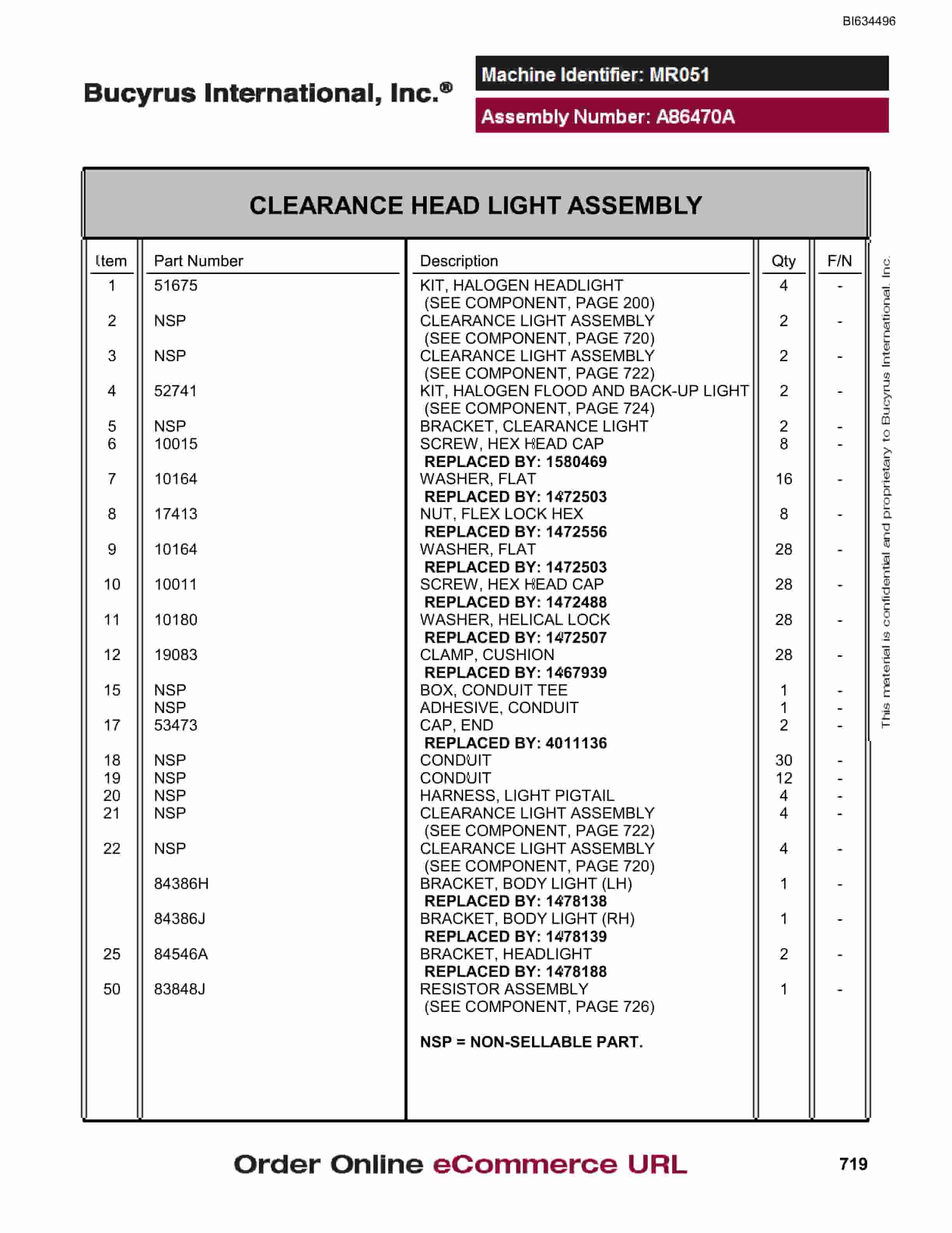 Bucyrus MT6300 AC Parts Catalog BI634496-4
