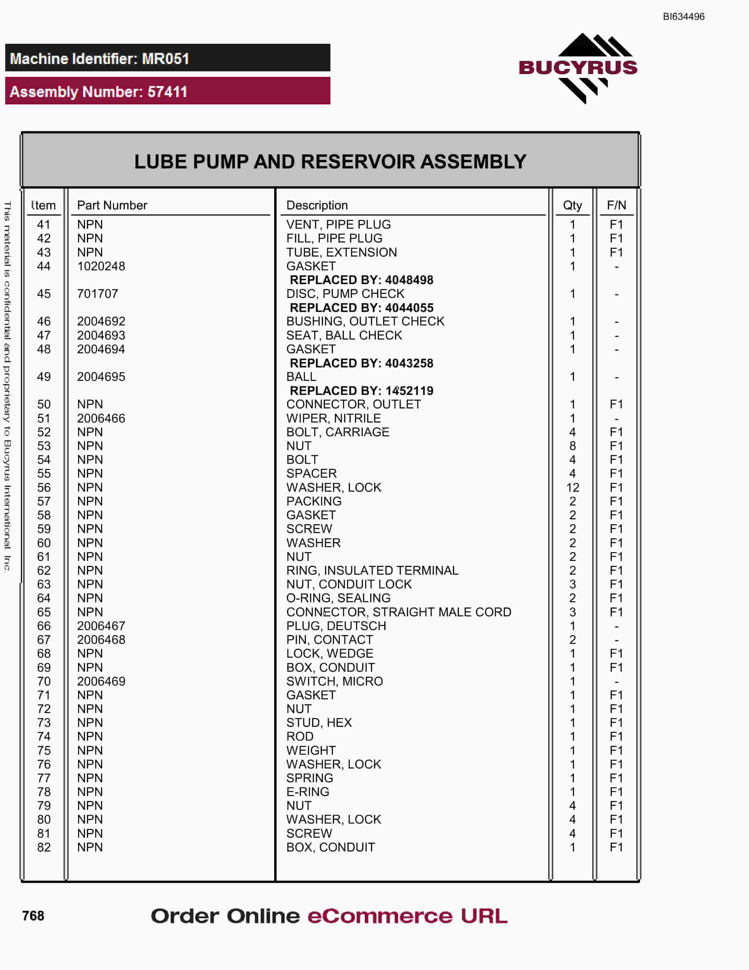 Bucyrus MT6300 AC Parts Catalog BI634496-5