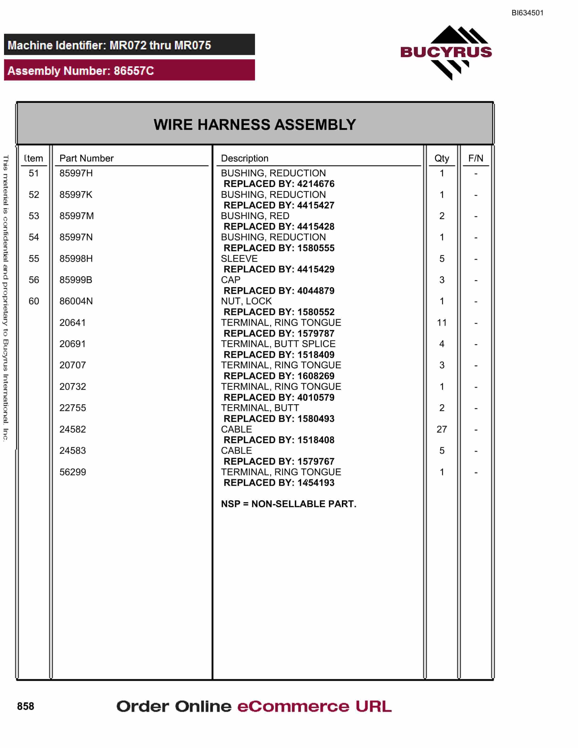 Bucyrus MT6300 AC Parts Catalog BI634501-4