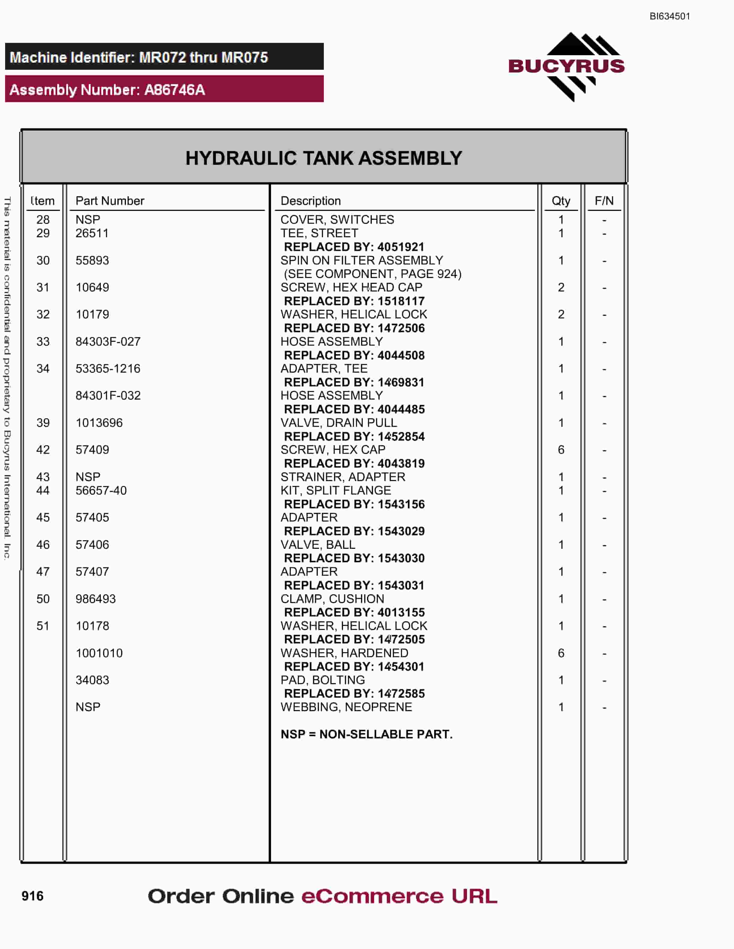 Bucyrus MT6300 AC Parts Catalog BI634501-5
