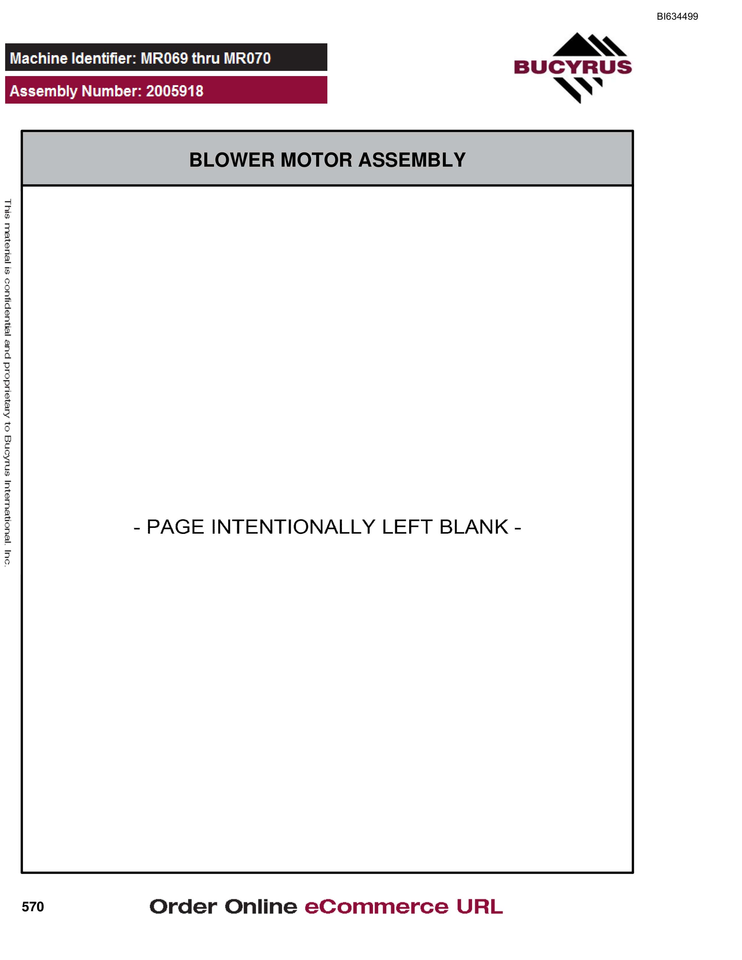 Bucyrus MT6300 Parts Catalog BI634499-2