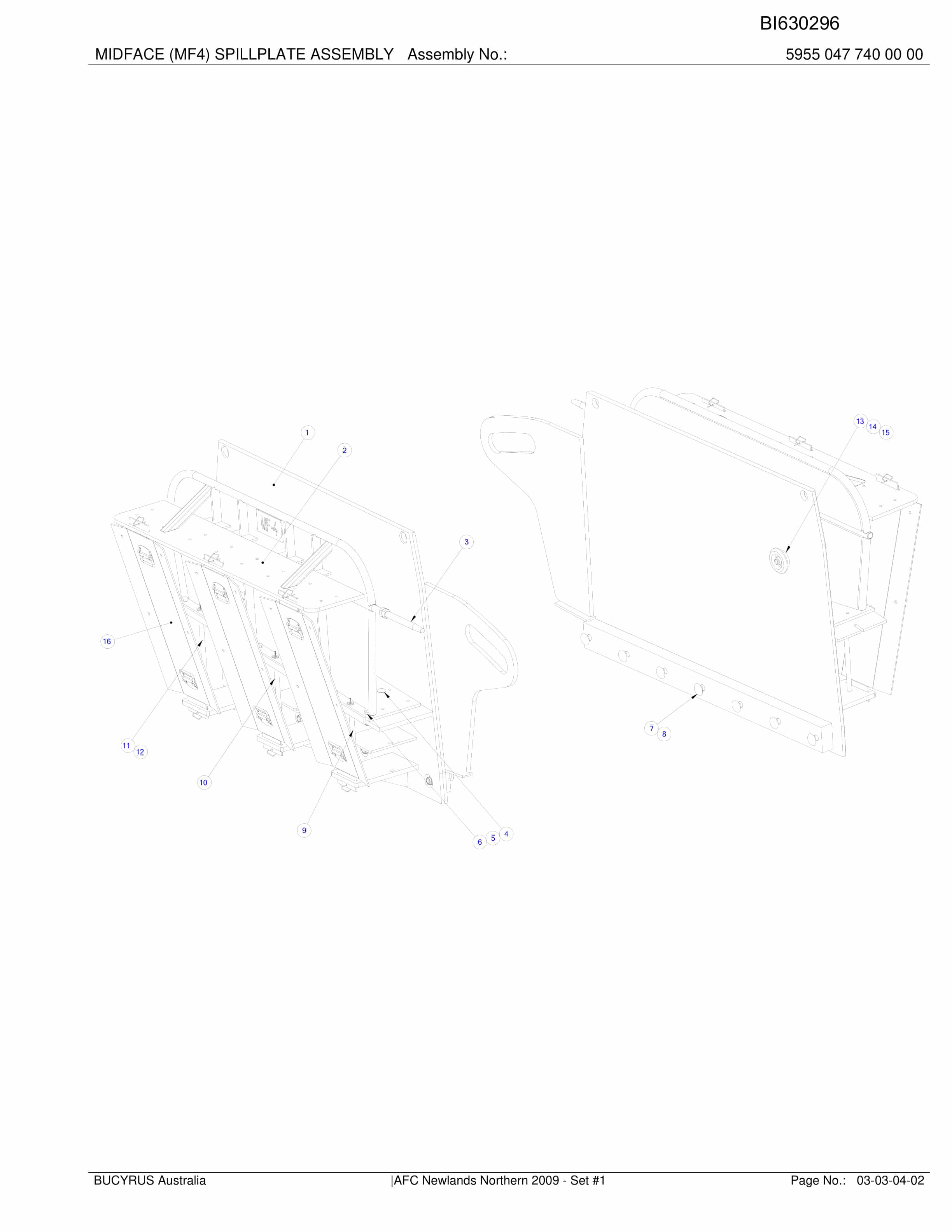 Bucyrus Newlands North AFC P2A - 2009 Parts Catalog BI630296-5