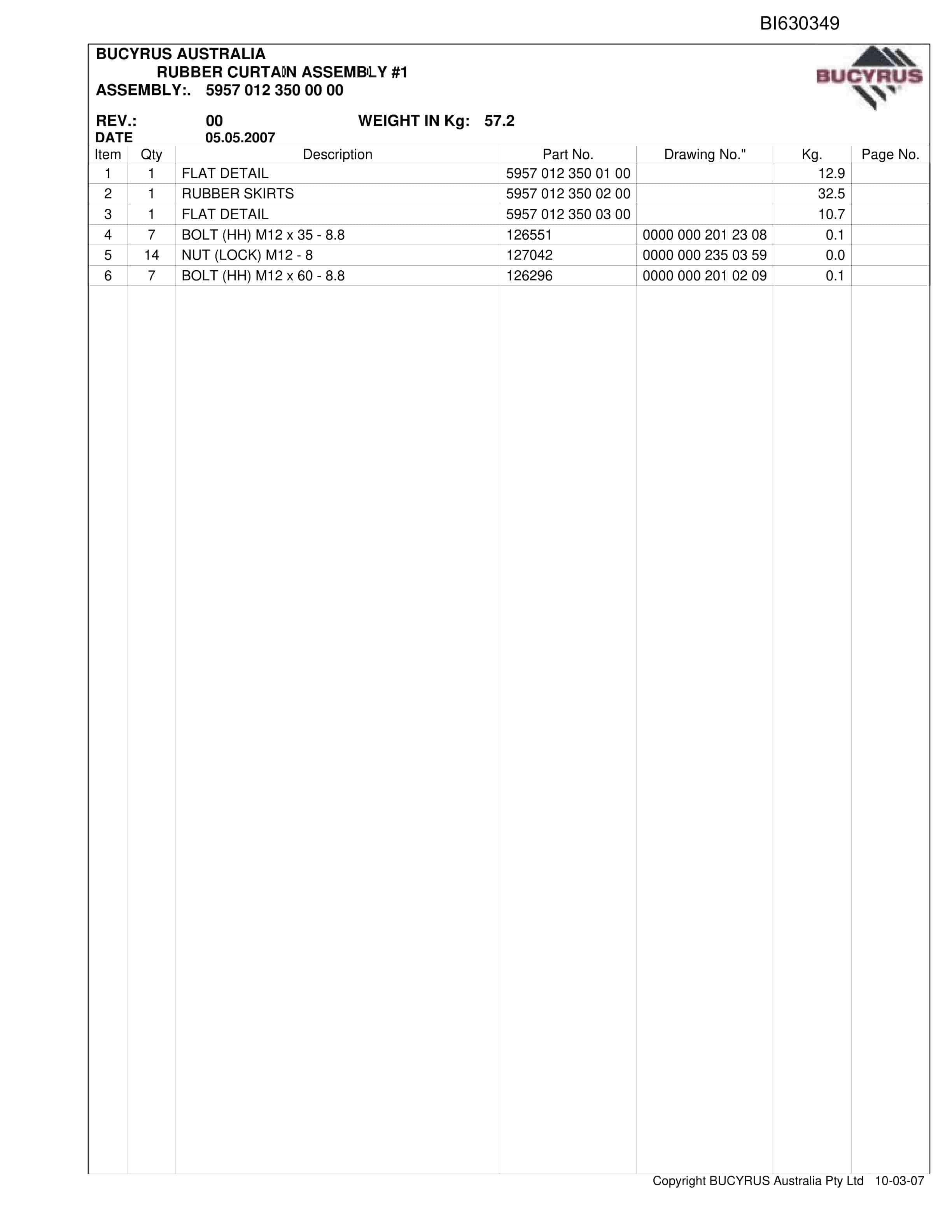 Bucyrus North Goonyella PF5 2000-1542 BSL And Bootend - 2009 Parts Catalog BI630349-3