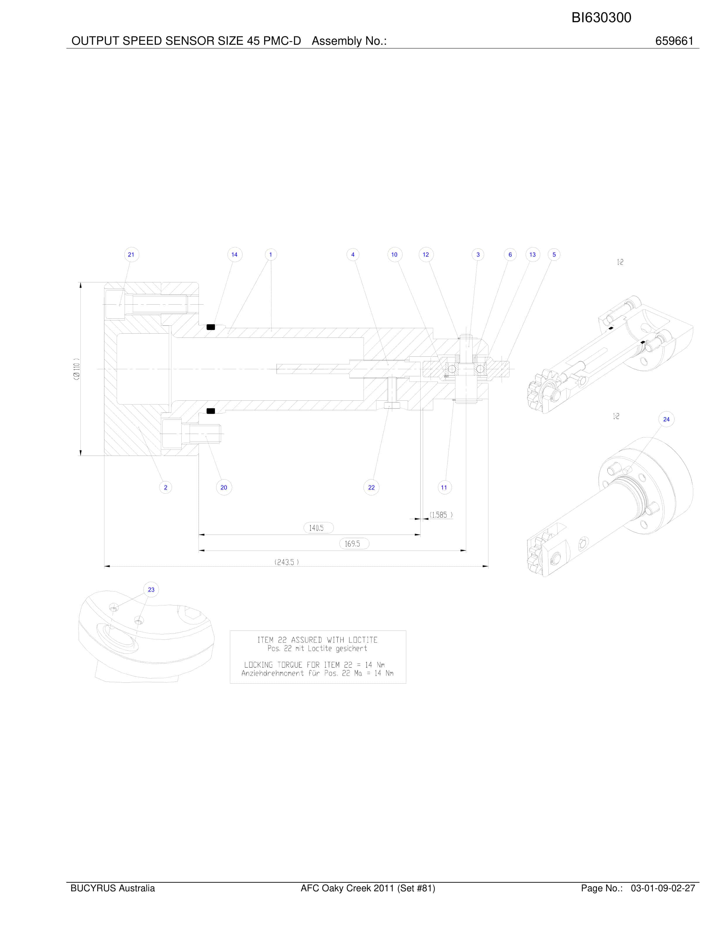 Bucyrus Oaky Creek AFC Set 81 2011 Parts Catalog BI630300-5