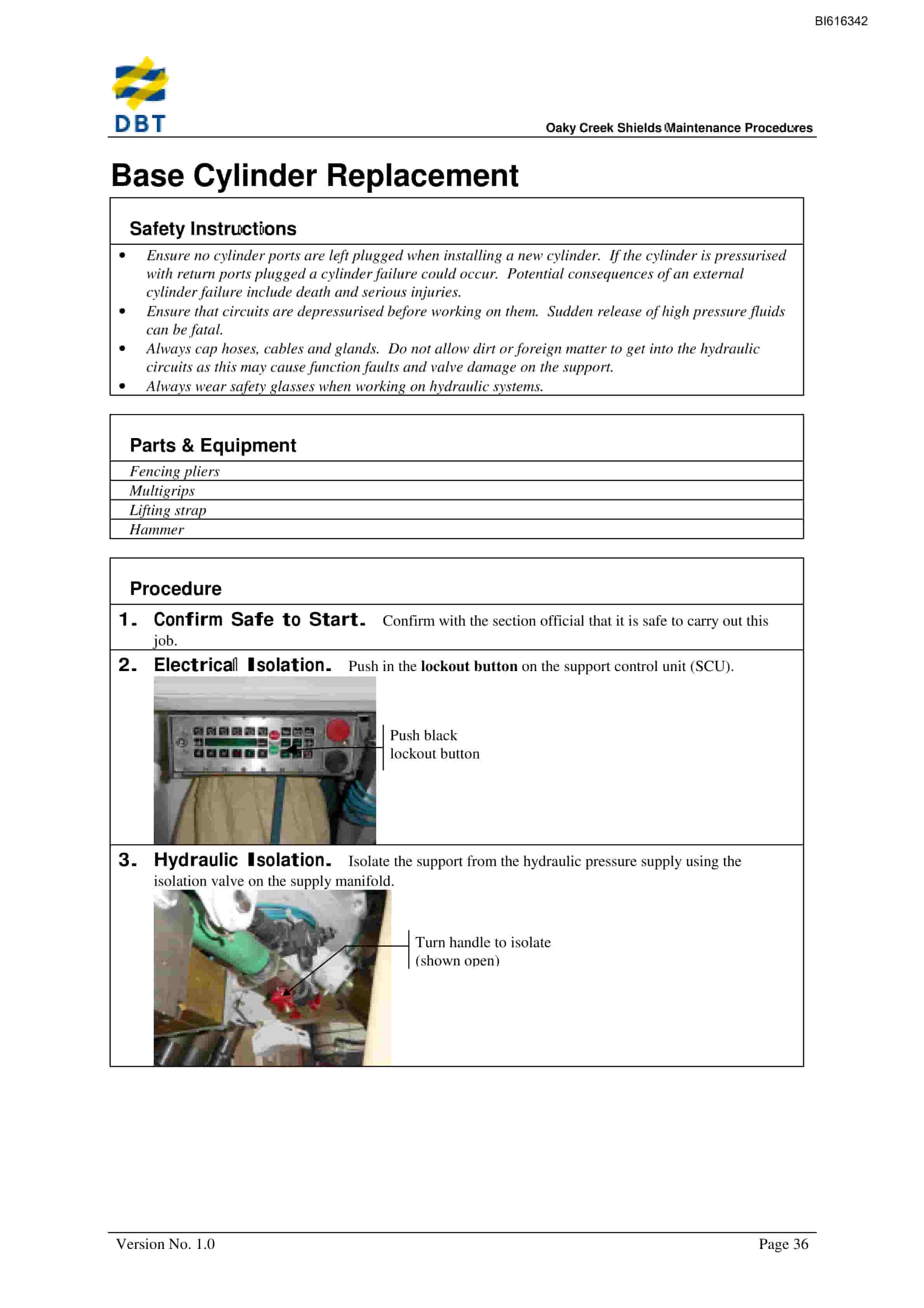 Bucyrus Oaky Creek Shield Technical Manual BI616342-5