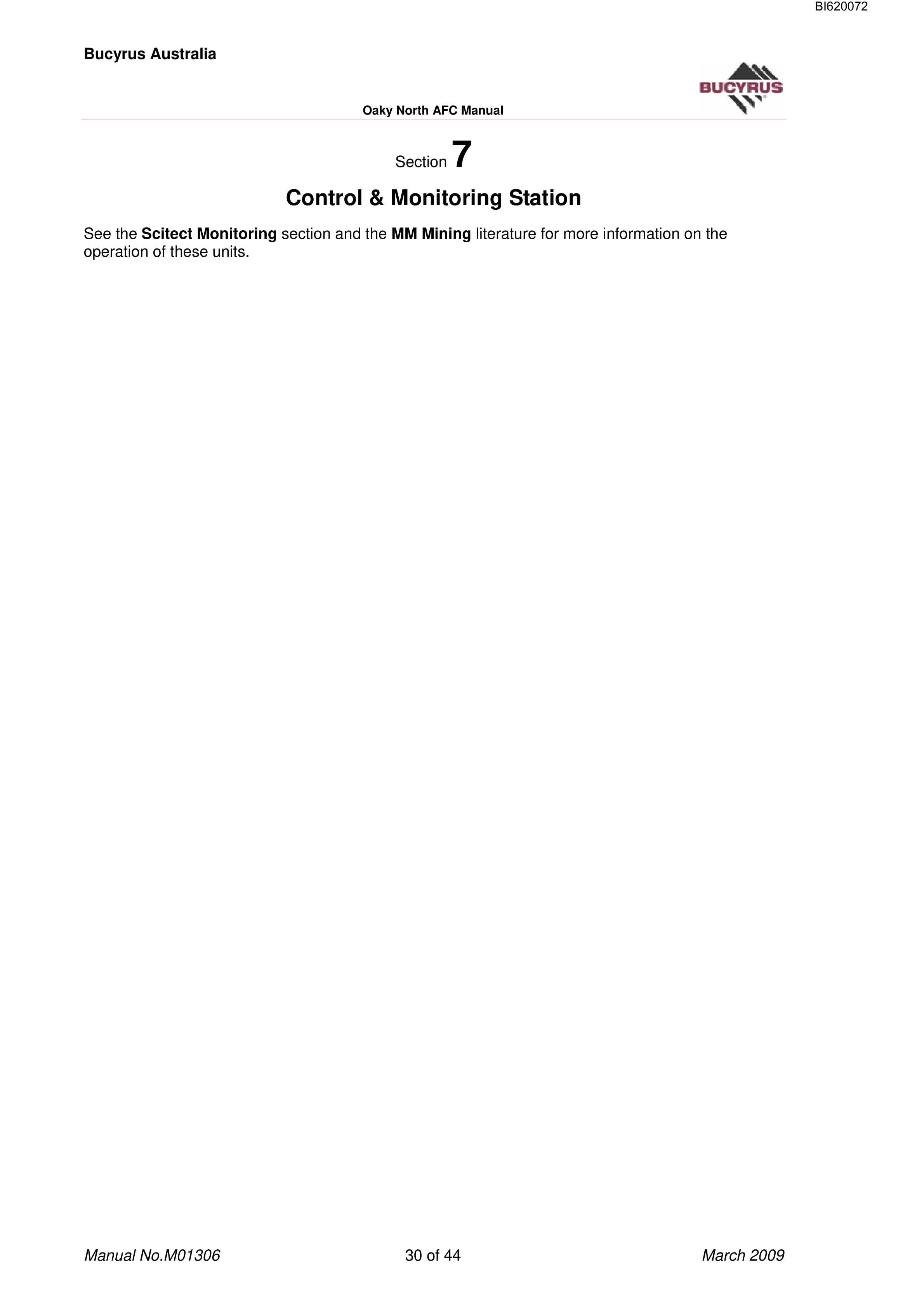 Bucyrus Oaky North AFC Technical Manual BI620072-3